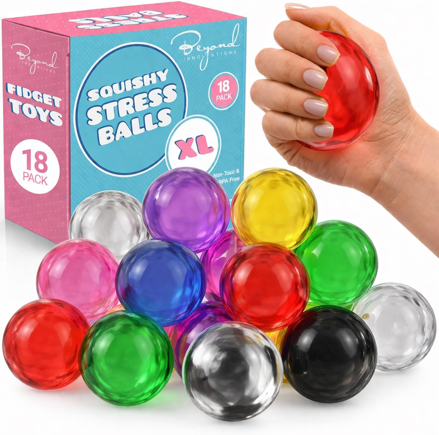 Stress Balls 18 Pack | Fidget Toys for Anxiety Relief Squeeze Balls