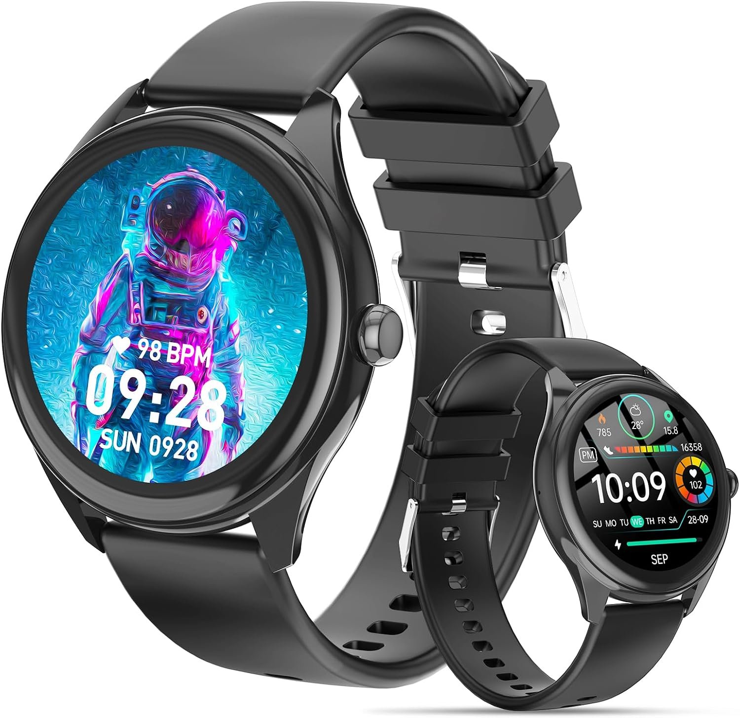 Smart Watch for Men, 1.39″ HD Touchscreen Smartwatch with 120 Sports Modes, AI Voice Assistant, Heart Rate/Sleep Monitor, iPhone/Android (Black)