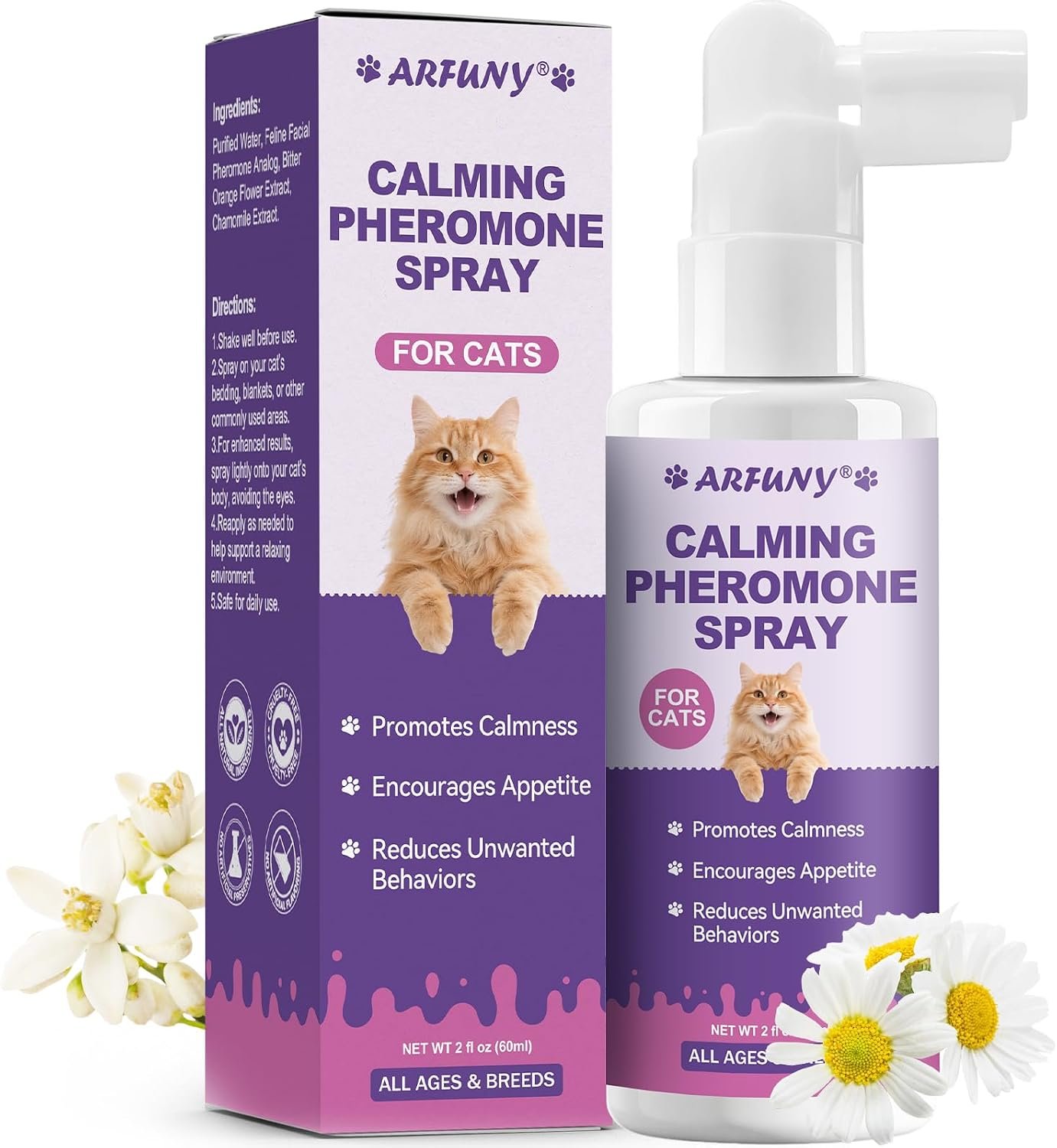 Cat Calming Spray with Pheromone, Cat Anxiety & Stress Relief, 60ML