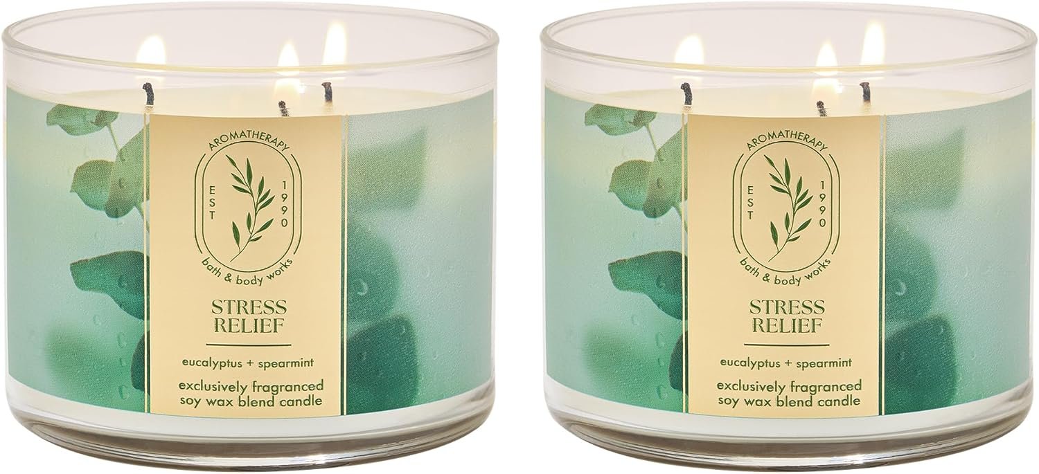 Bath & Body Works 3-Wick Candle, Eucalyptus Spearmint, 2 Pack