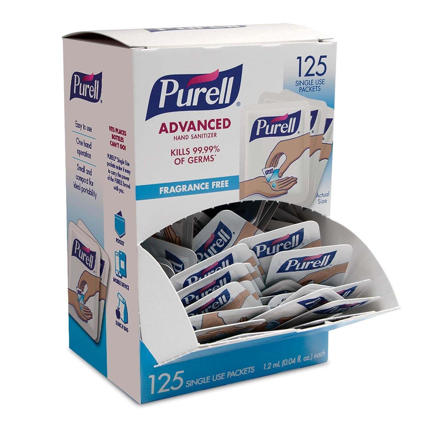 Purell Personals Hand Sanitizer Gel Travel Packets 125ct – 9620-12-125EC