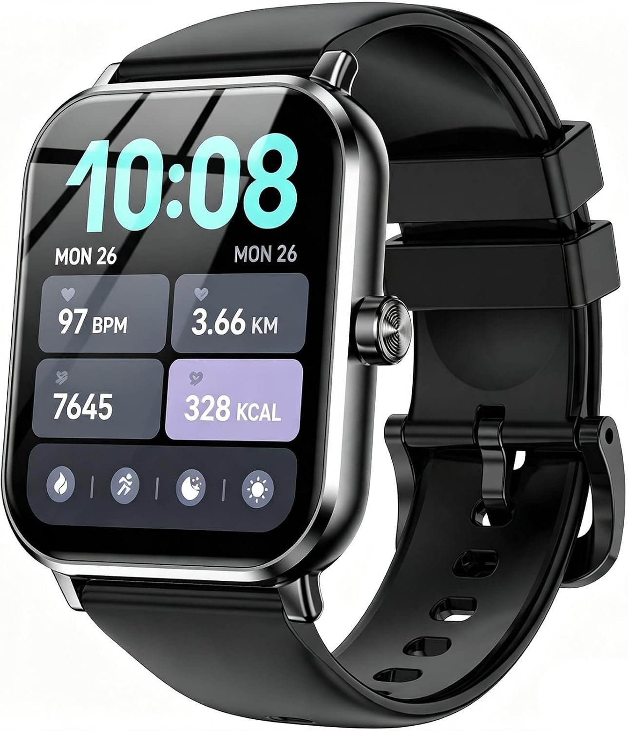 Jacoosa Smart Watch for Men, 1.83″ Large Display Fitness Tracker Watch with Bluetooth Calls, Heart Rate & Sleep Monitoring, 130+ Workout Modes, IP68 Waterproof, Compatible with Android iOS(Black)