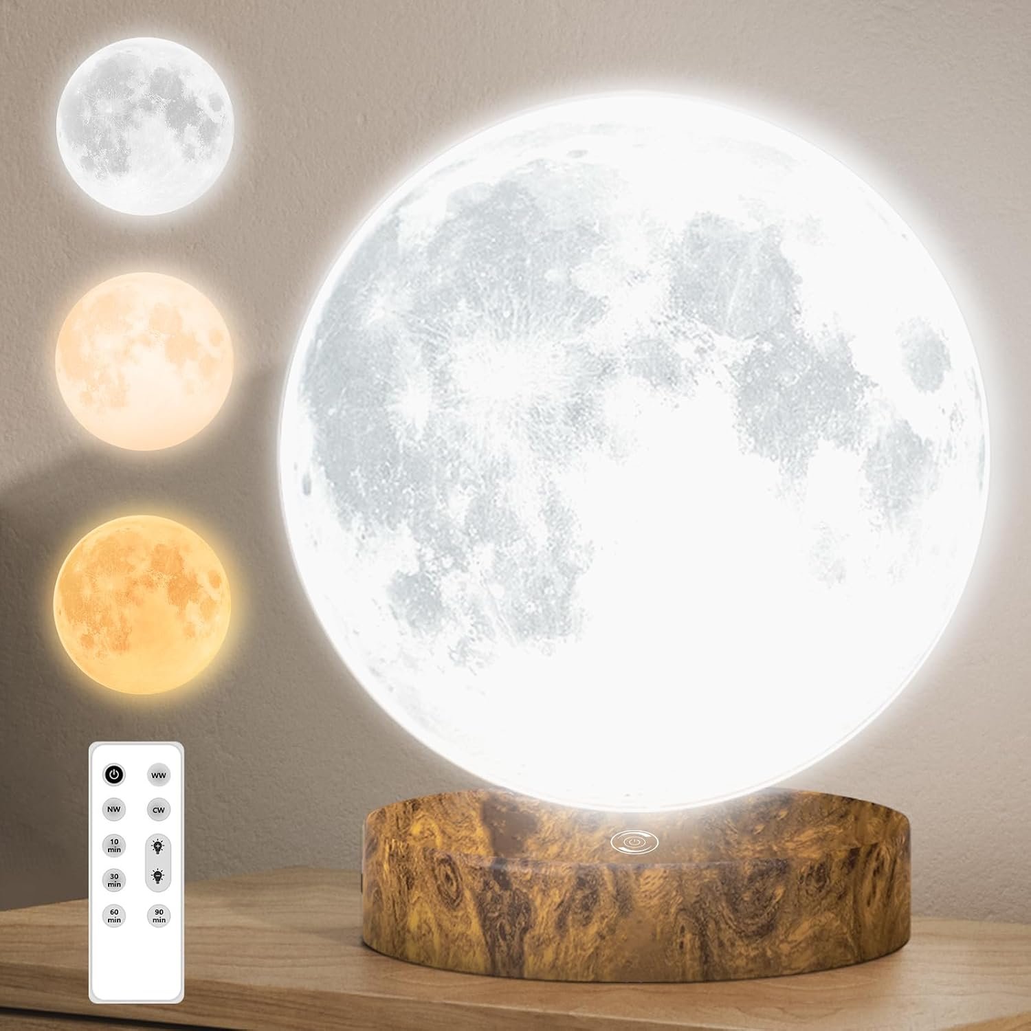Light Therapy Lamp,10000 Lux Sun Lamp with 3 Color Temperatures,Stepless Brightness,Timer & Memory Function,Happy Sunlight Lamp,Full Spectrum Light for Home and Office-Rustic Brown