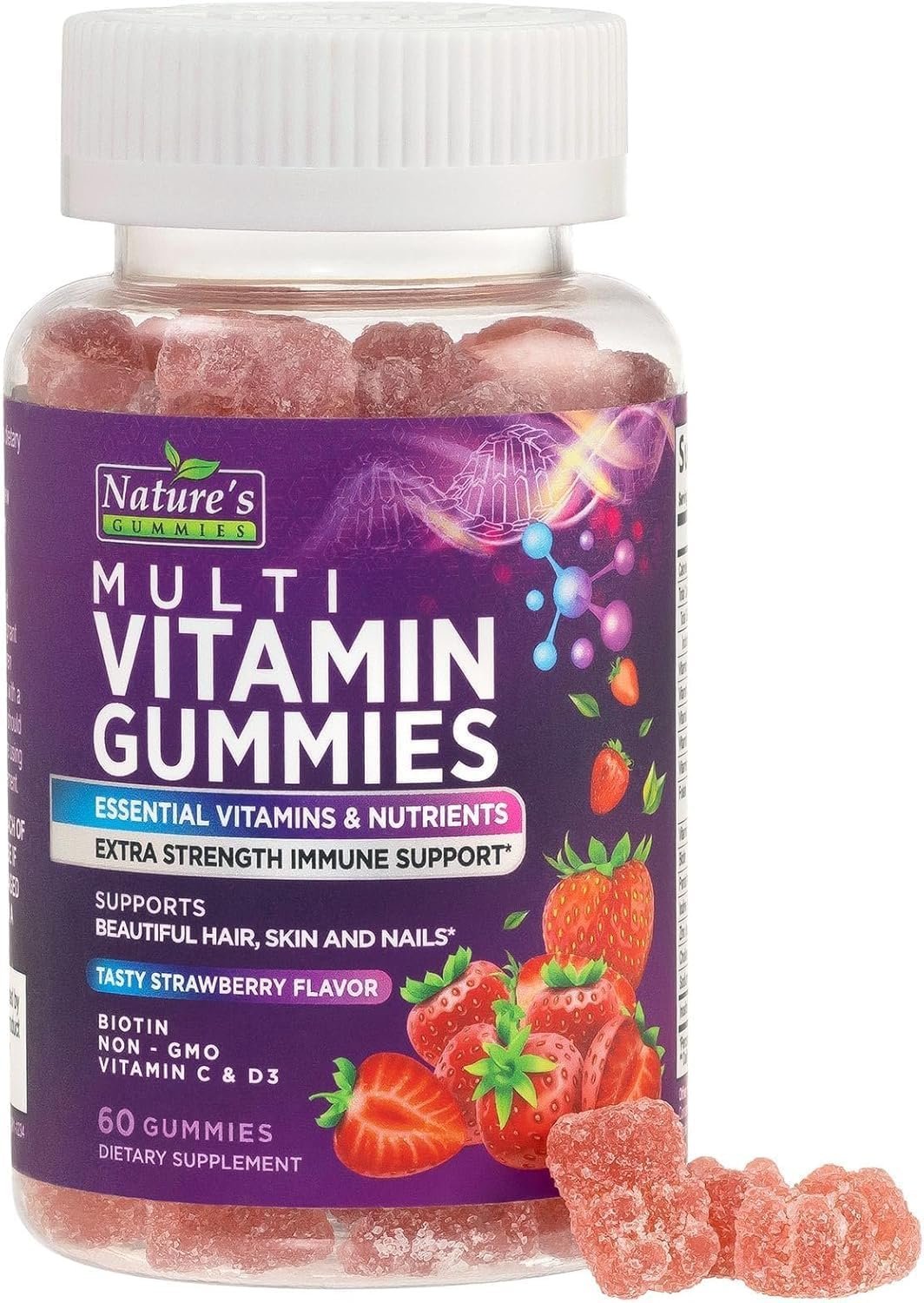 Multivitamin Gummies for Adults – Complete Multivitamin Gummy for Women & Men – Essential Vitamins & Minerals with Vitamins A, C, D, E, & High Potency B12 – Vegetarian Gummy Multivitamins – 60 Gummies