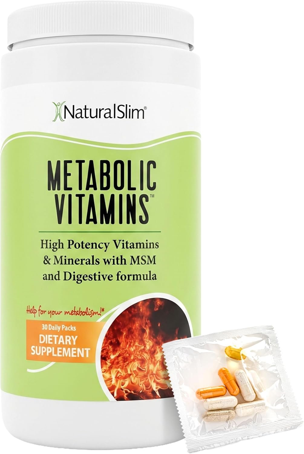 NaturalSlim Metabolic Vitamins, Multivitamin with Digestive Enzymes, 30 Packets