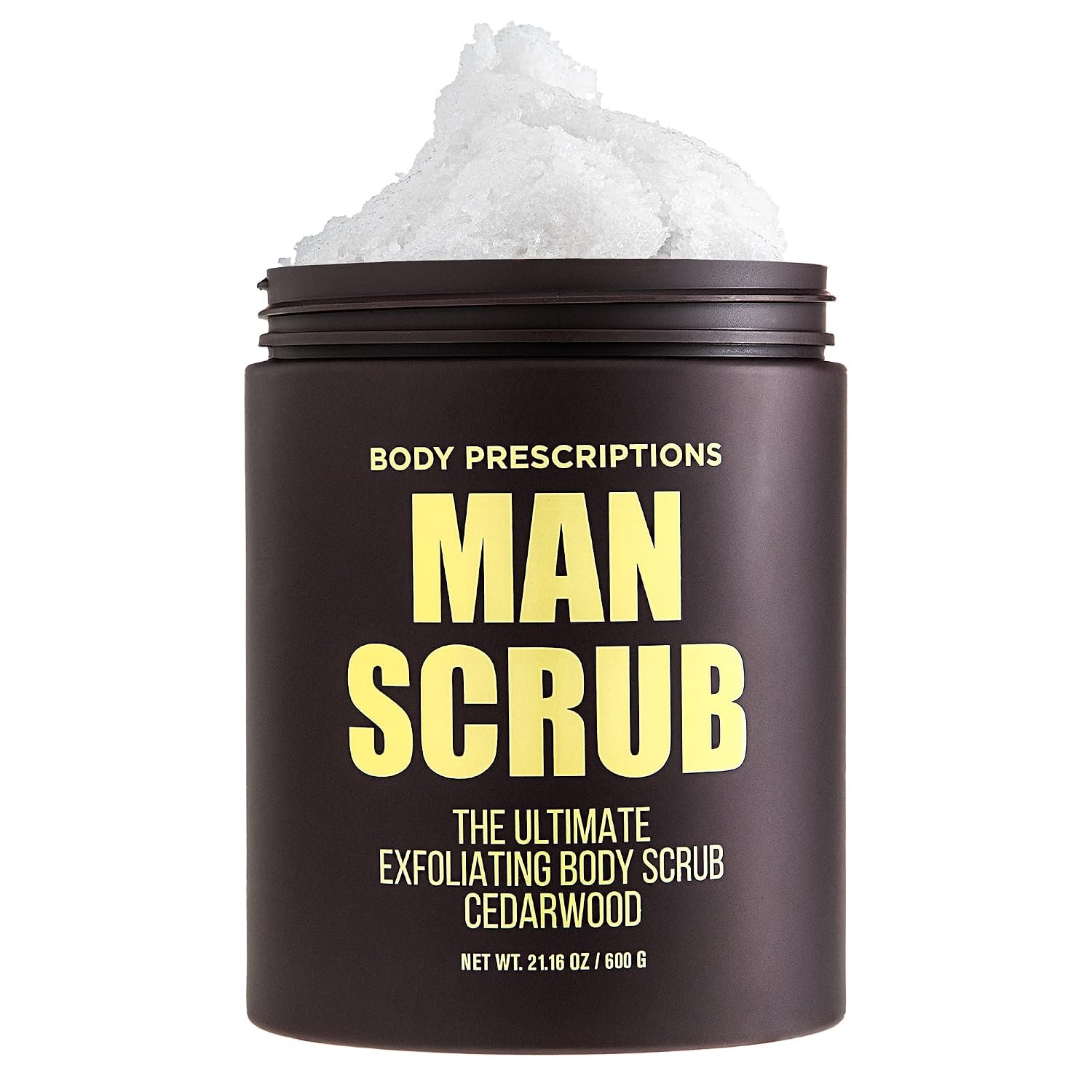 Body Prescriptions Men’s Exfoliating Body Scrub – Ultimate Skin Cleansing Wash in Jar with Twist-Top Lid, For All Skin Types, 21 Ounce (Pack of 1), Cedarwood