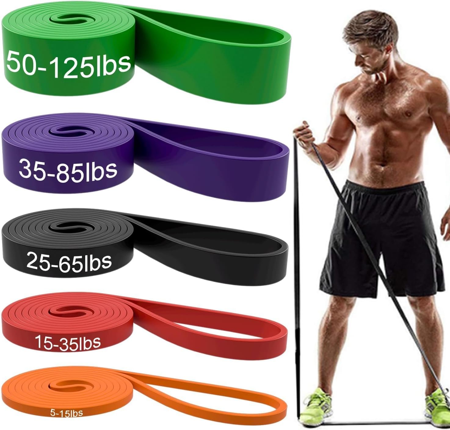 Resistance Bands, Pull Up Assist Bands – Workout Bands, Eexercise Bands, Long Resistance Bands Set for Working Out, Fitness, Training, Physical Therapy for Men Women