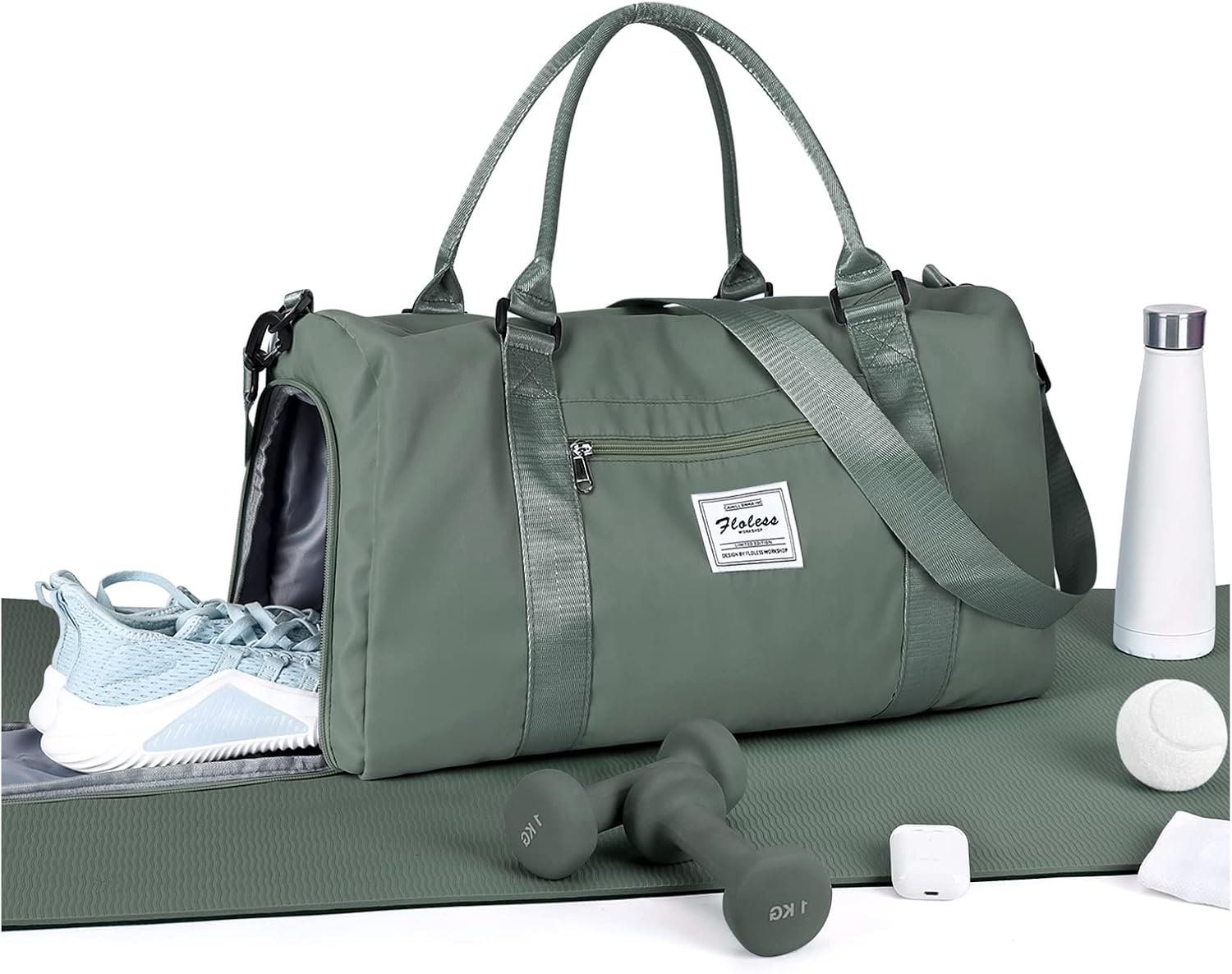 Gym Bag Womens Mens with Shoes Compartment and Wet Pocket Travel Duffel Bag for Women for Plane Sport Gym Tote Bags Swimming Yoga Waterproof Weekend Overnight Carry on Bag Hospital Holdalls