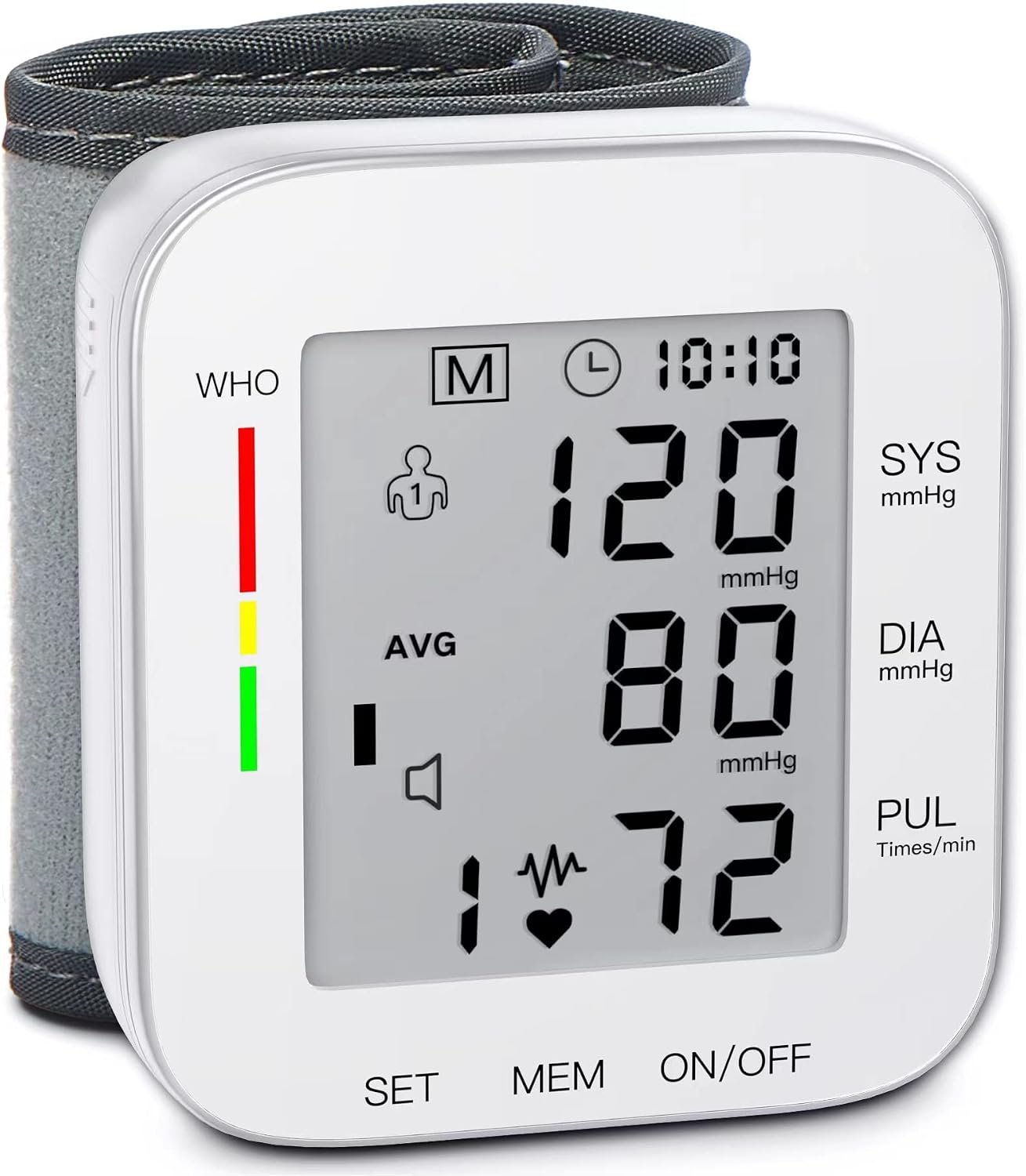 MMIZOO Wrist Blood Pressure Monitor BP Machine with Carrying Case White