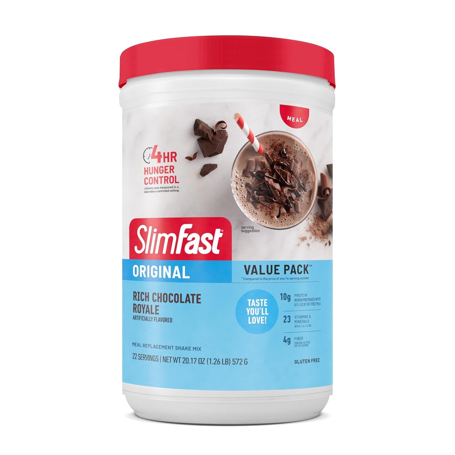 SlimFast Meal Replacement Powder, Original Rich Chocolate Royale, 10g of Protein, 22 Servings (Packaging May Vary)
