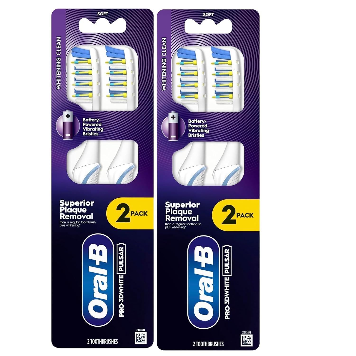 Oral-B Pulsar Vibrating Bristles Toothbrush, Soft, 4 Pack (Colors May Vary)