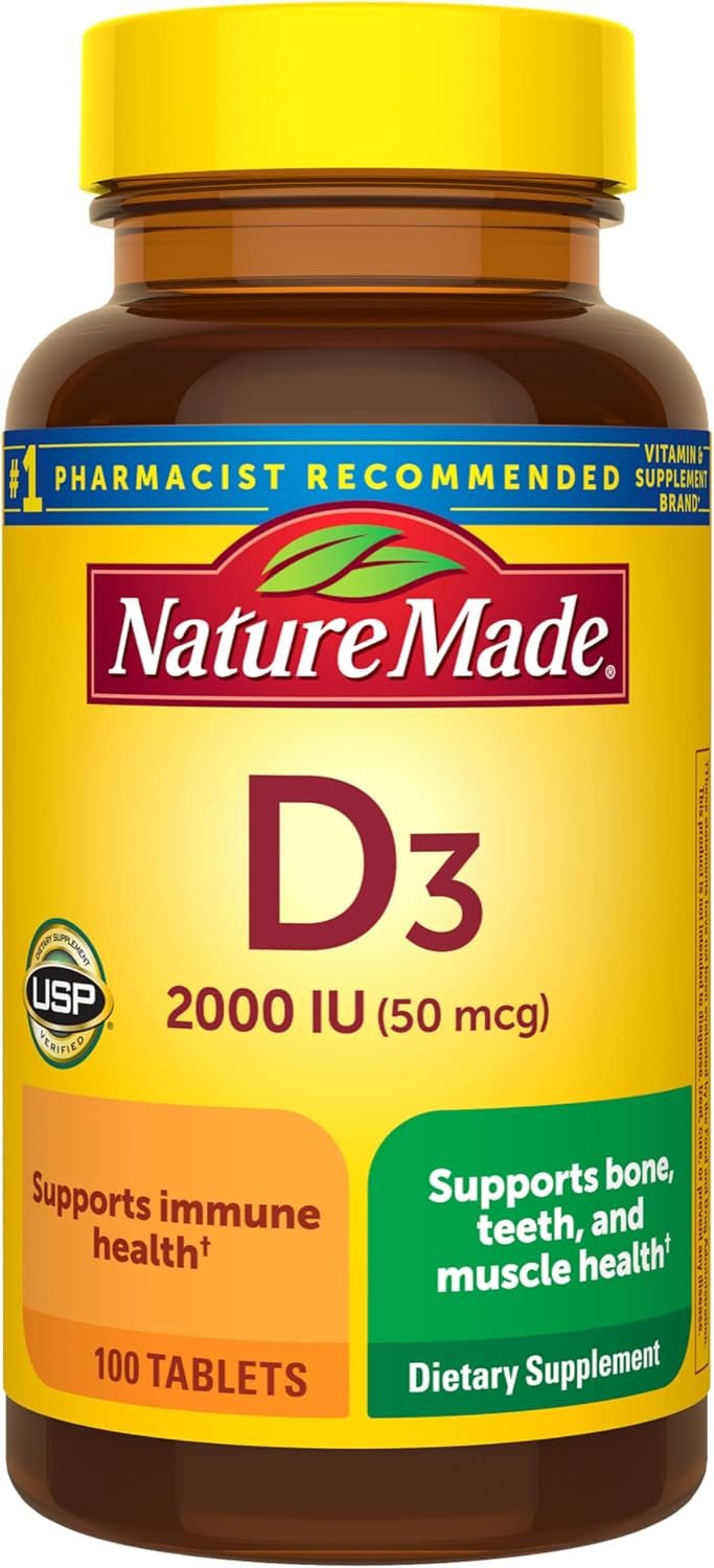 Nature Made Vitamin D3 2000 IU (50 mcg), 100 Vitamin D Tablets