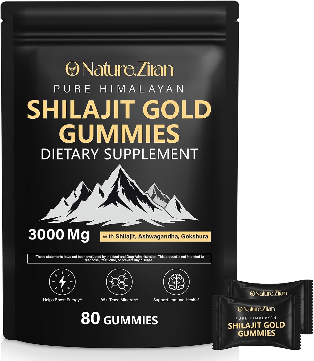 Shilajit Gummies for Men & Women – Shilajit Gold Gummies Rich In Ashwagandha, Gokshura with 85+ Minerals, Authentic Flavor,Organic, Zero Sugar & Vegan, 100% Natural – 80 Count (80 Count (Pack of 1))