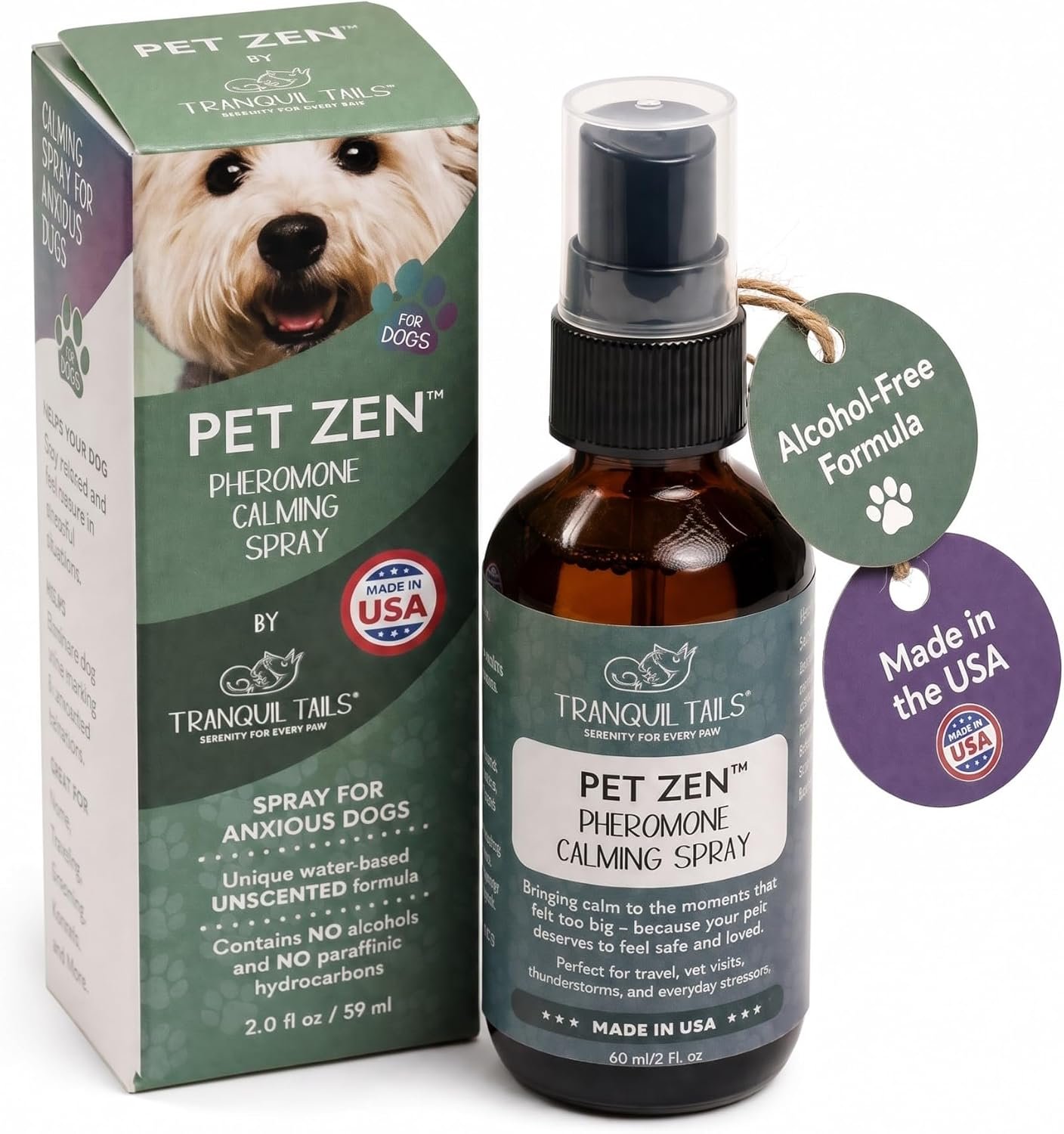Pet Zen Pheromone Calming Spray for Dogs, Made in the USA