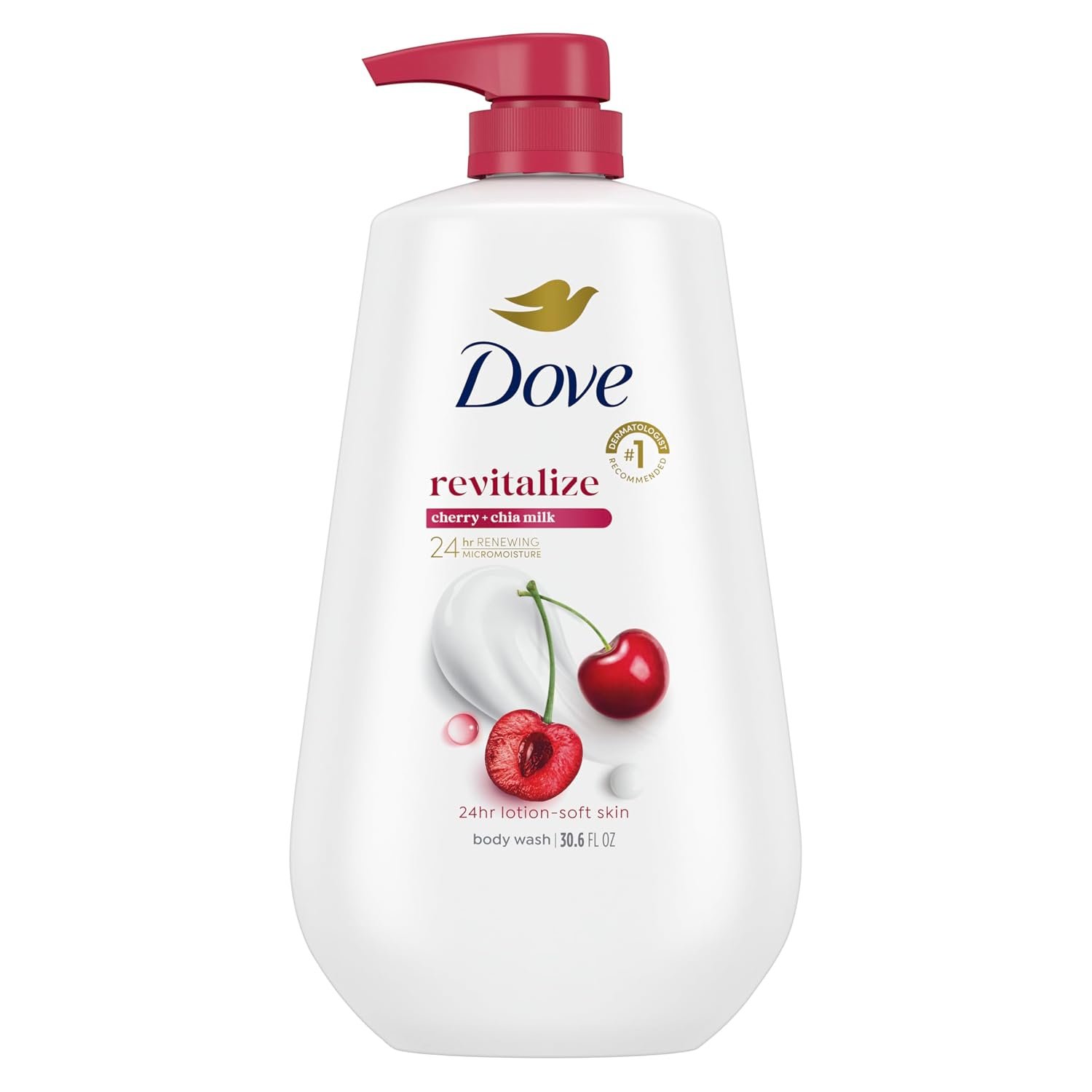 Dove Body Wash Cherry & Chia Milk 30.6 oz Pump, Sulfate Free
