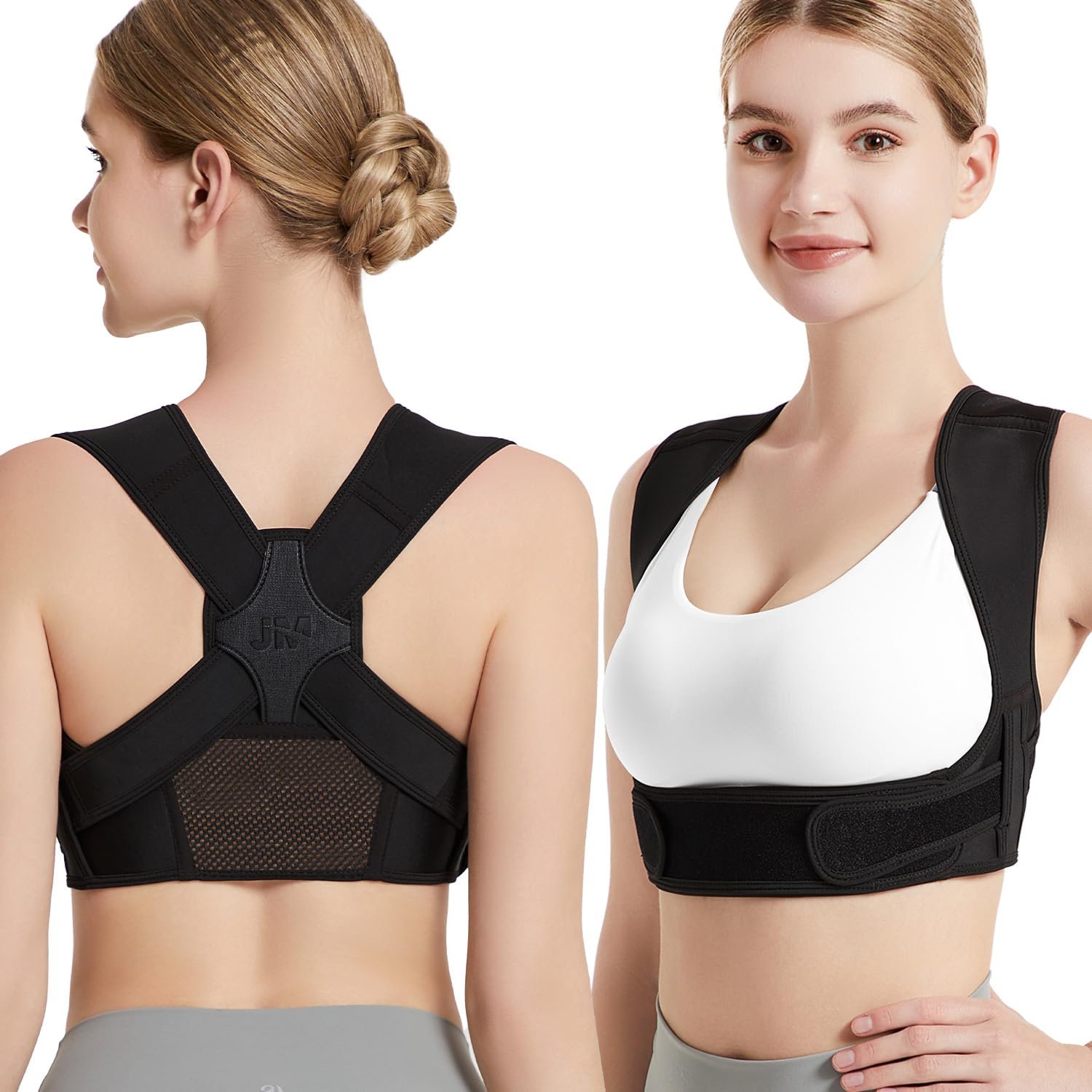 JMPOSE Back Posture Corrector for Women: Adjustable Shoulder Posture Brace Straightener Pain Relief (Black S/M)