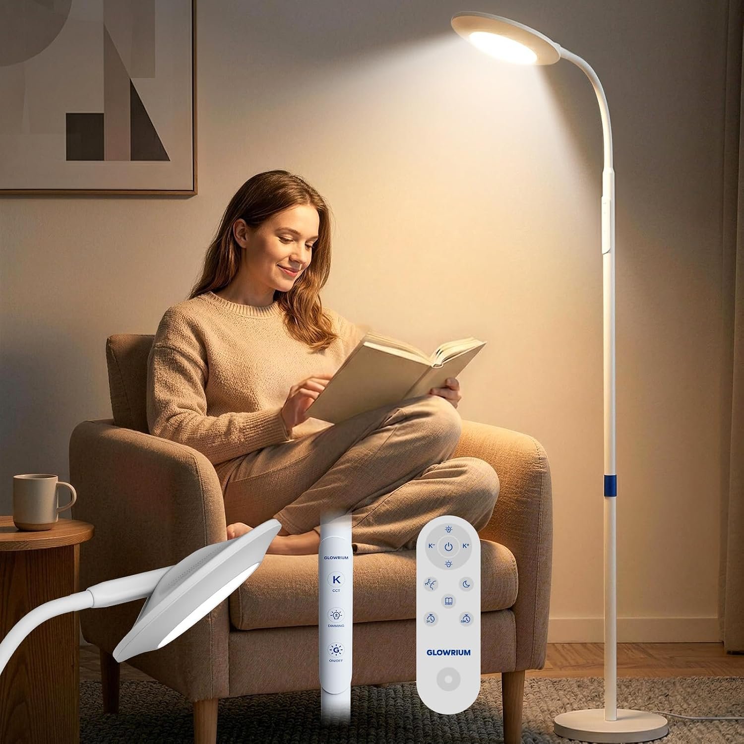 GLOWRIUM 48,000 Lux Light Therapy Lamp, LED Full Spectrum Natural Light