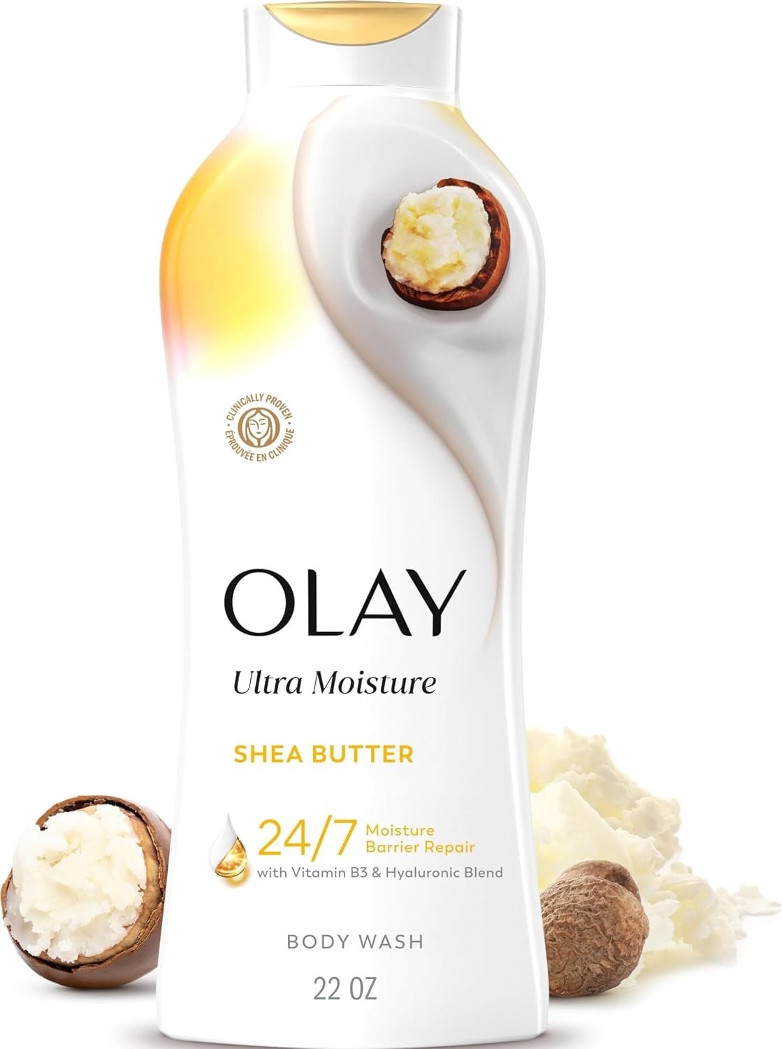 Olay Body Wash for Women, Ultra Moisture, 24hr Moisturizing, Hydrating & Refreshing, B3 Vitamin Complex, Free of Parabens & Phthalates, For All Skin Types, Shea Butter Scent, 22 fl oz
