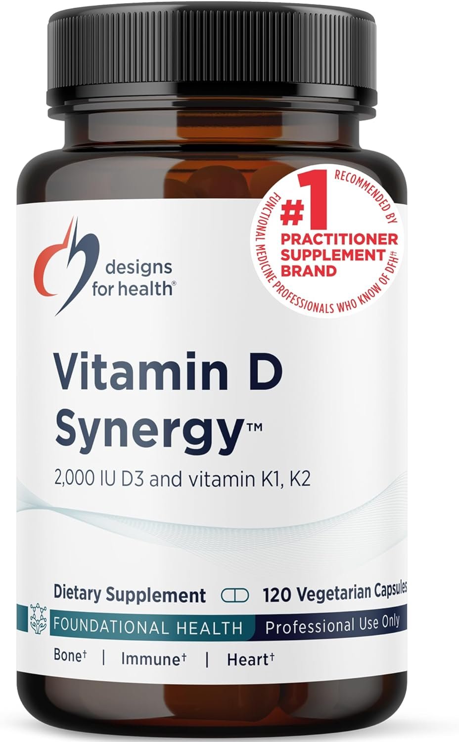 Designs for Health Vitamin D Synergy, Vitamin D with K, 120 Capsules