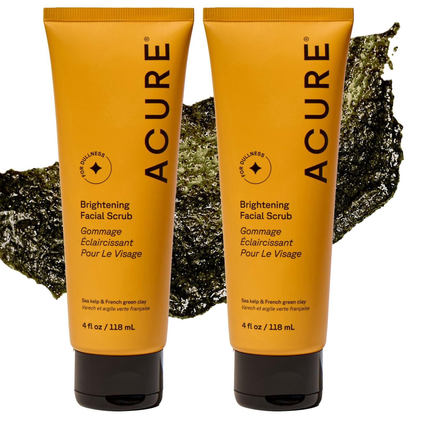 Acure Brightening Facial Scrub – Exfoliating Face Wash – 4 fl oz (2 Pack)