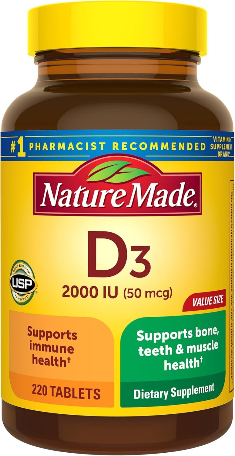 Nature Made Vitamin D3 2000 IU (50 mcg), 220 Vitamin D Tablets