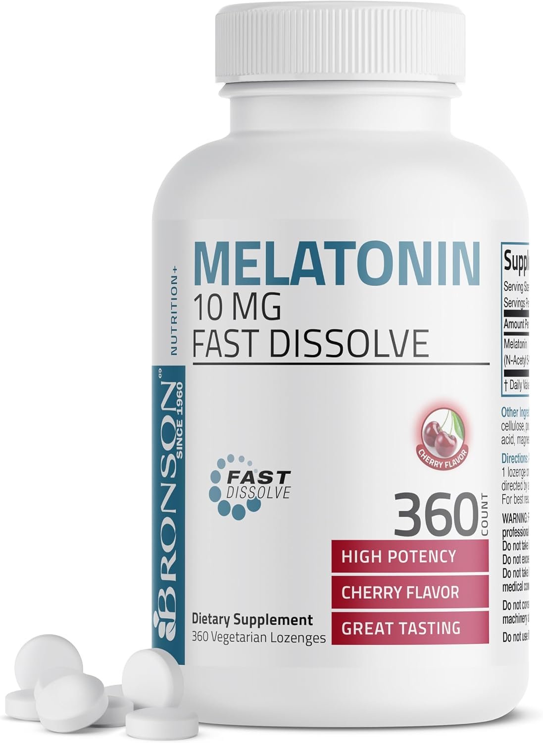 Bronson Melatonin 10 mg Sleep Support, Fast Dissolve Cherry, 360 Tablets