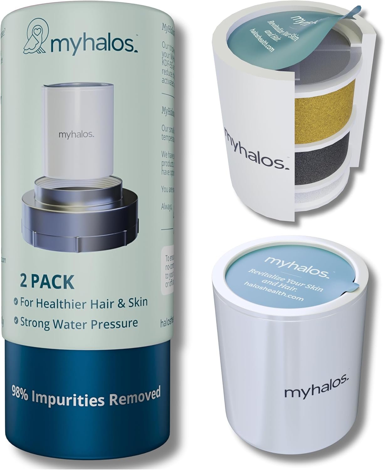 MyHalos Shower Head Filter Cartridge Replacement, 2-Pack, 6-Month Supply