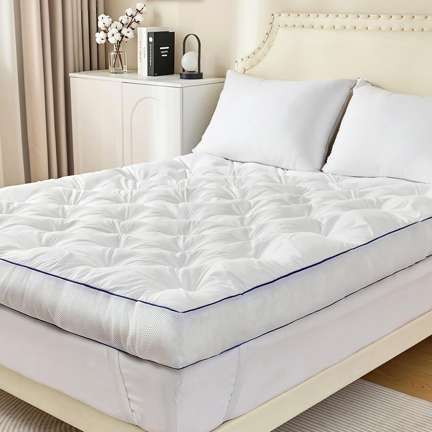 SHOUREN 5 Inch Memory Foam Mattress Topper Queen Size, Extra Thick Supportive Pillow Top Mattress Pad, Breathable & Fluffy Soft Bed Topper with Gel Memory Foam，60″x80″
