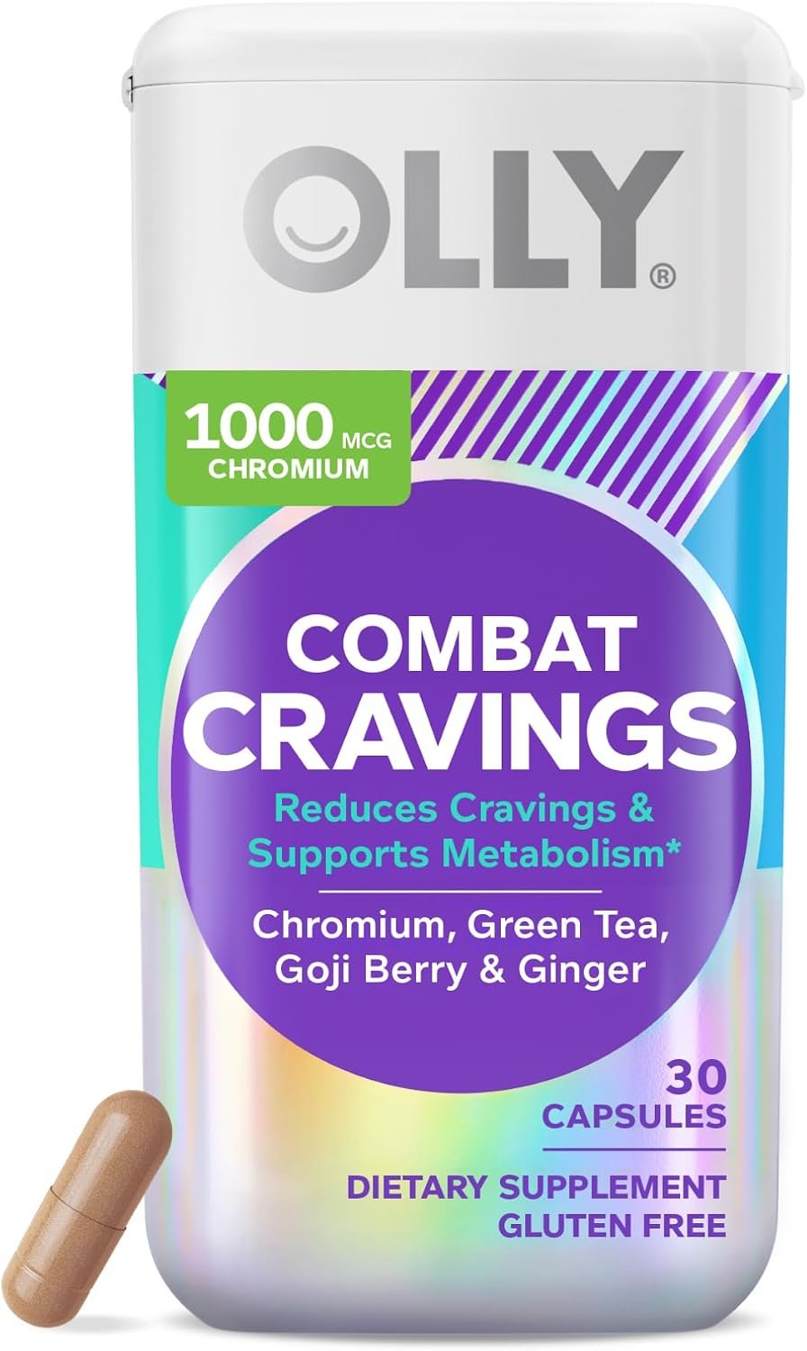 OLLY Combat Cravings, Metabolism Support, 1000 mcg Chromium – 30 Count