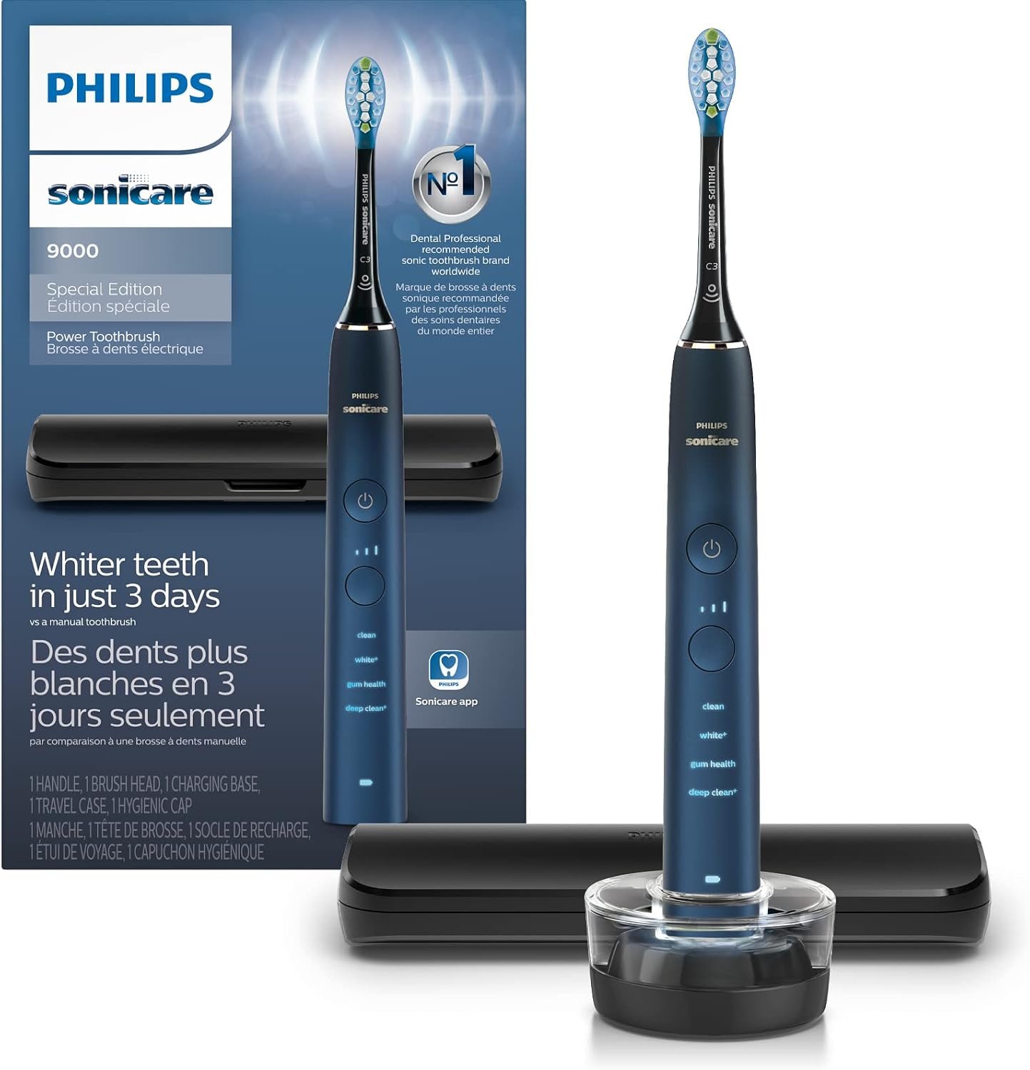 PHILIPS Sonicare DiamondClean 9000 Electric Toothbrush, 1 Brush Head, Aqua