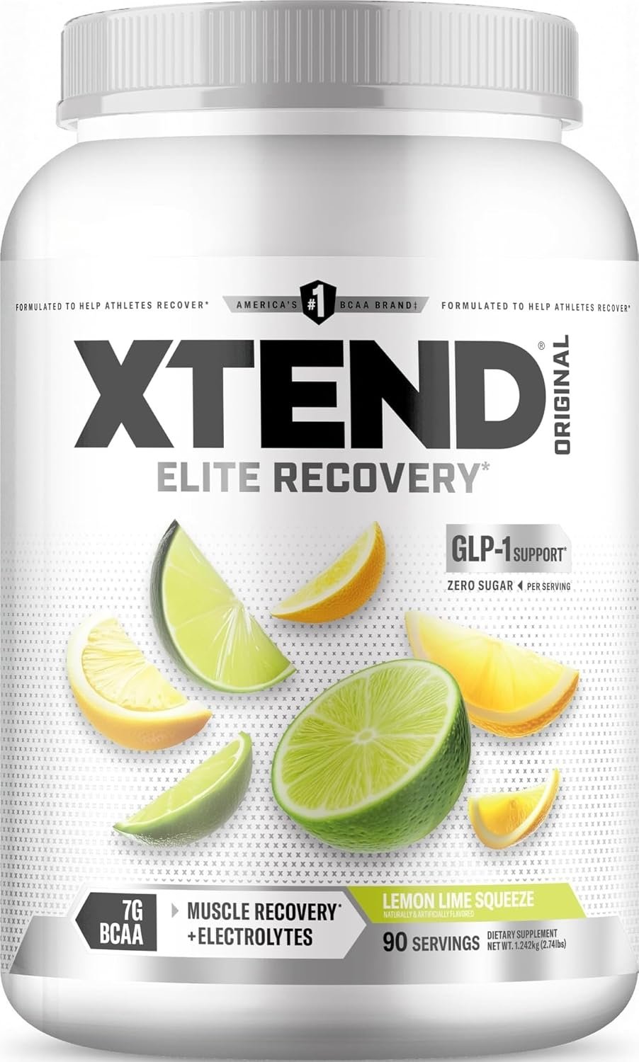 Xtend Original BCAA Powder, Zero Sugar, Lemon Lime Squeeze, 90 Serv