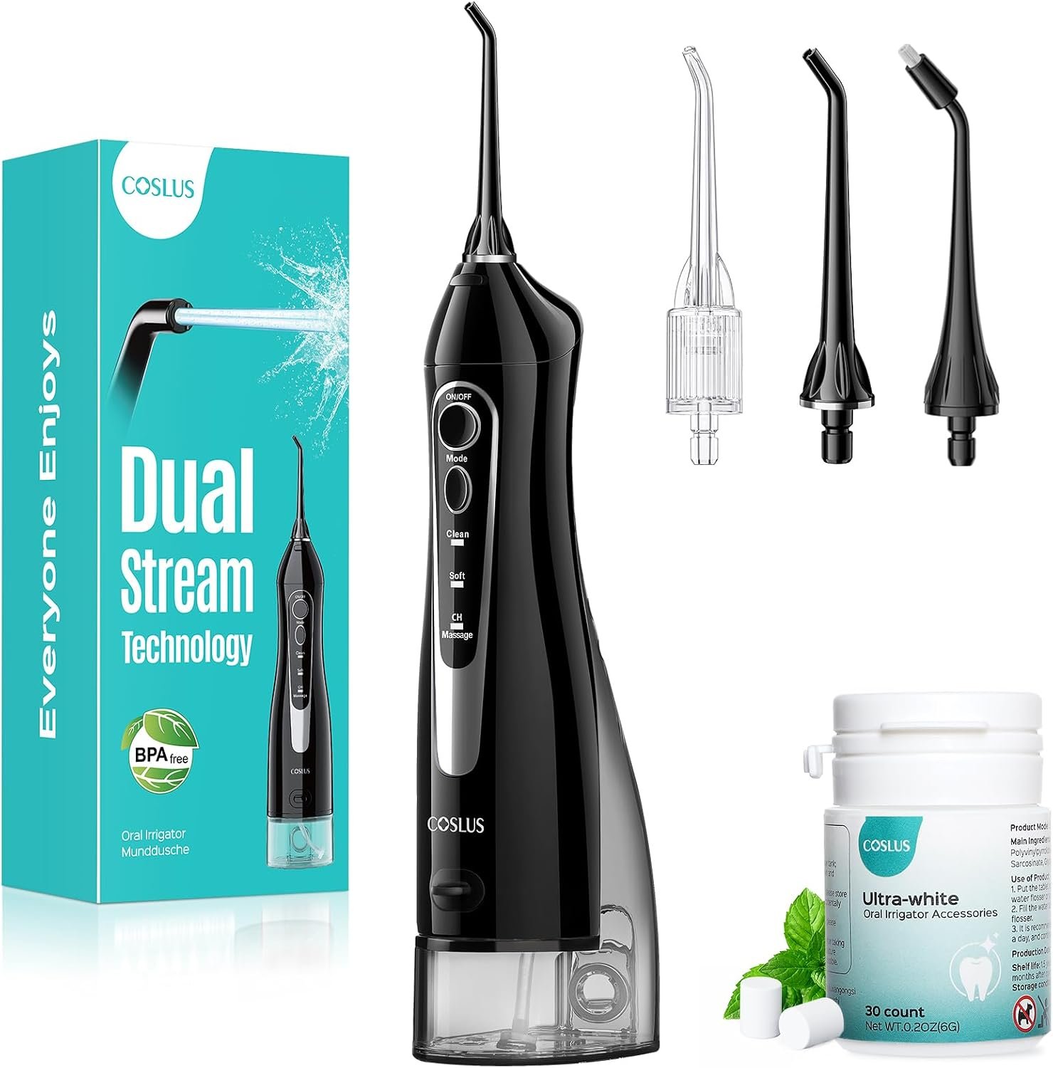 COSLUS ADA Accepted C20 Water Dental Flosser Teeth Pick, 300ML Larger Tank