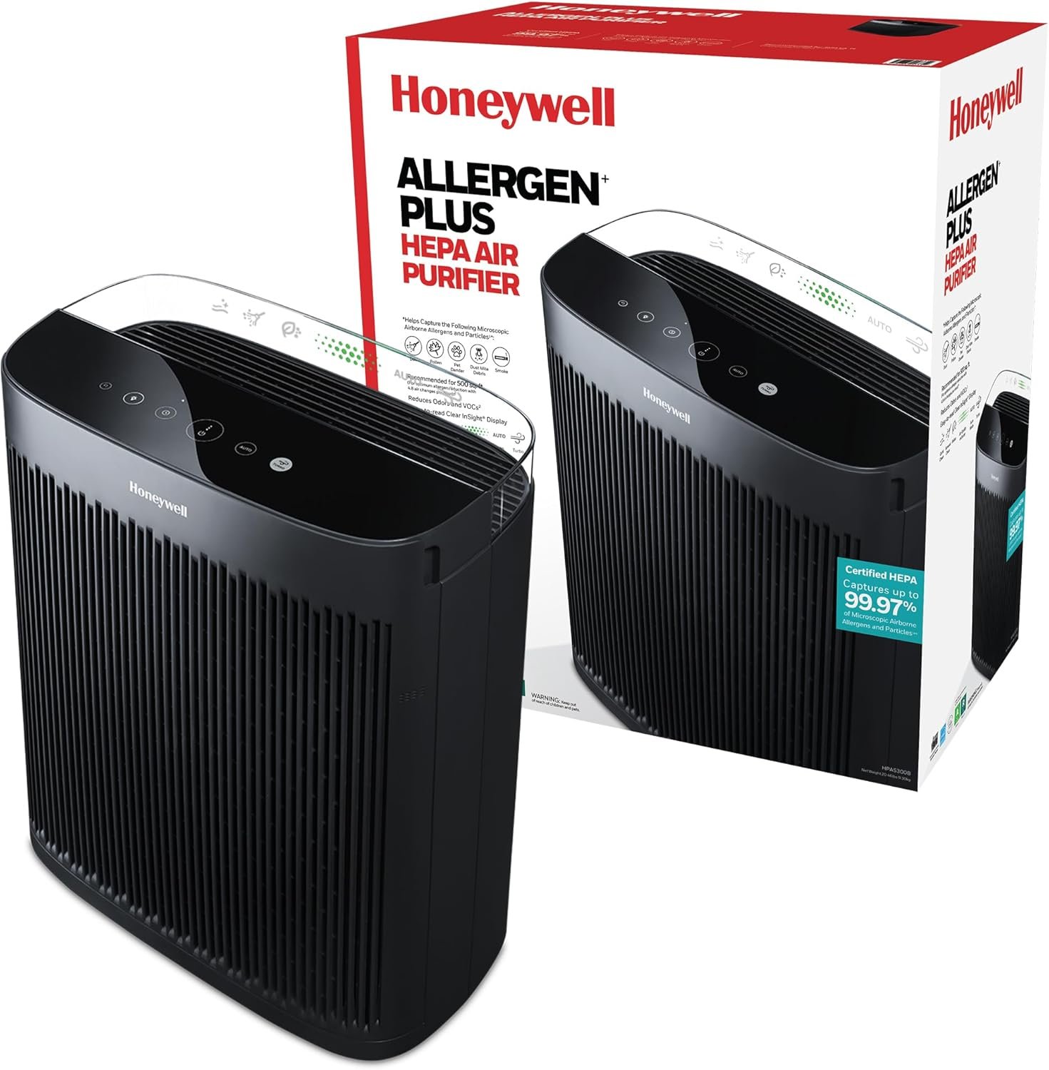 Honeywell HEPA Air Purifier for Home and Extra Large 2423 Ft² Rooms, Black