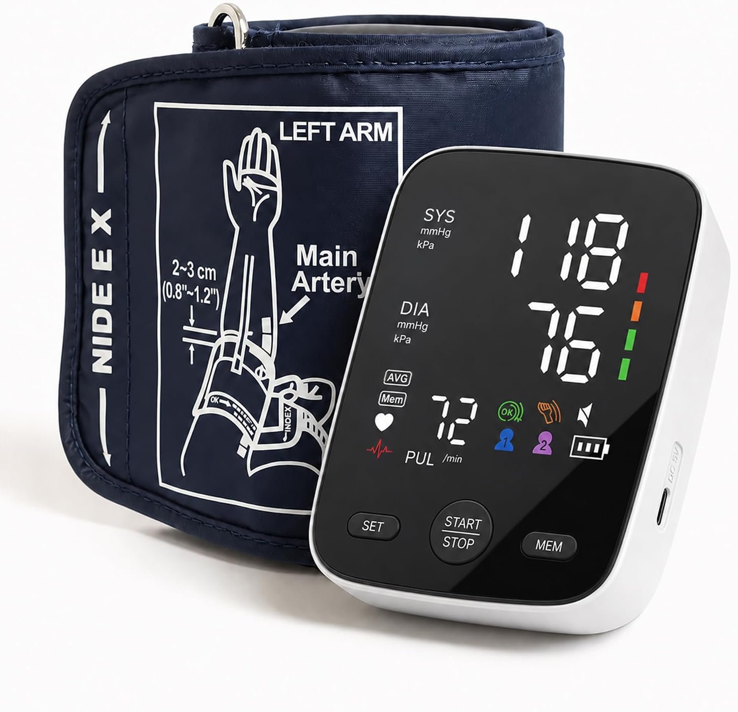 FDA-Cleared Blood Pressure Monitor, Easy One-Touch BP Machine, Wide Cuff