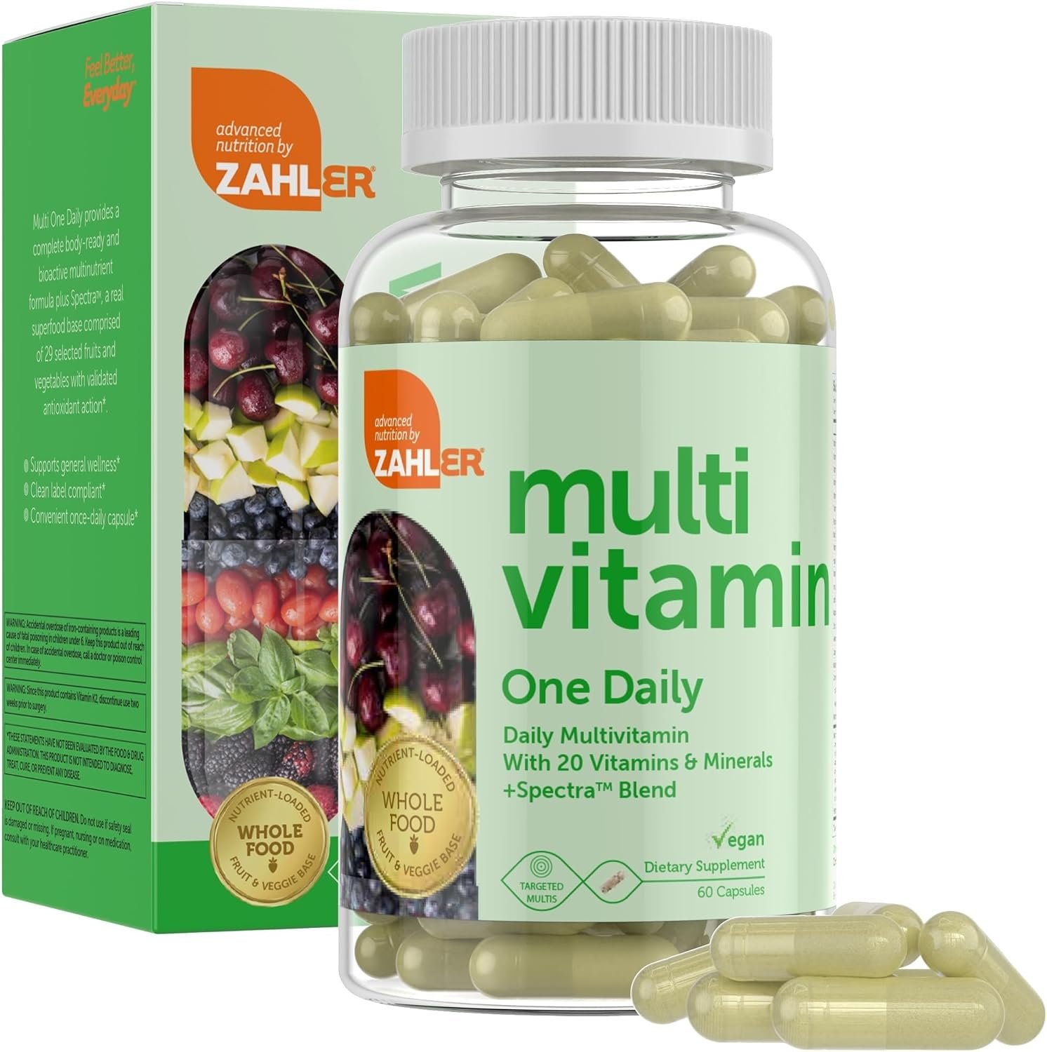 Zahler – One Daily Vegan Multivitamins for Women & Men (60 Count) Kosher Essential Vitamins & Minerals with Whole Food Spectra Blend – Vegetarian and Vegan Vitamins for Adults