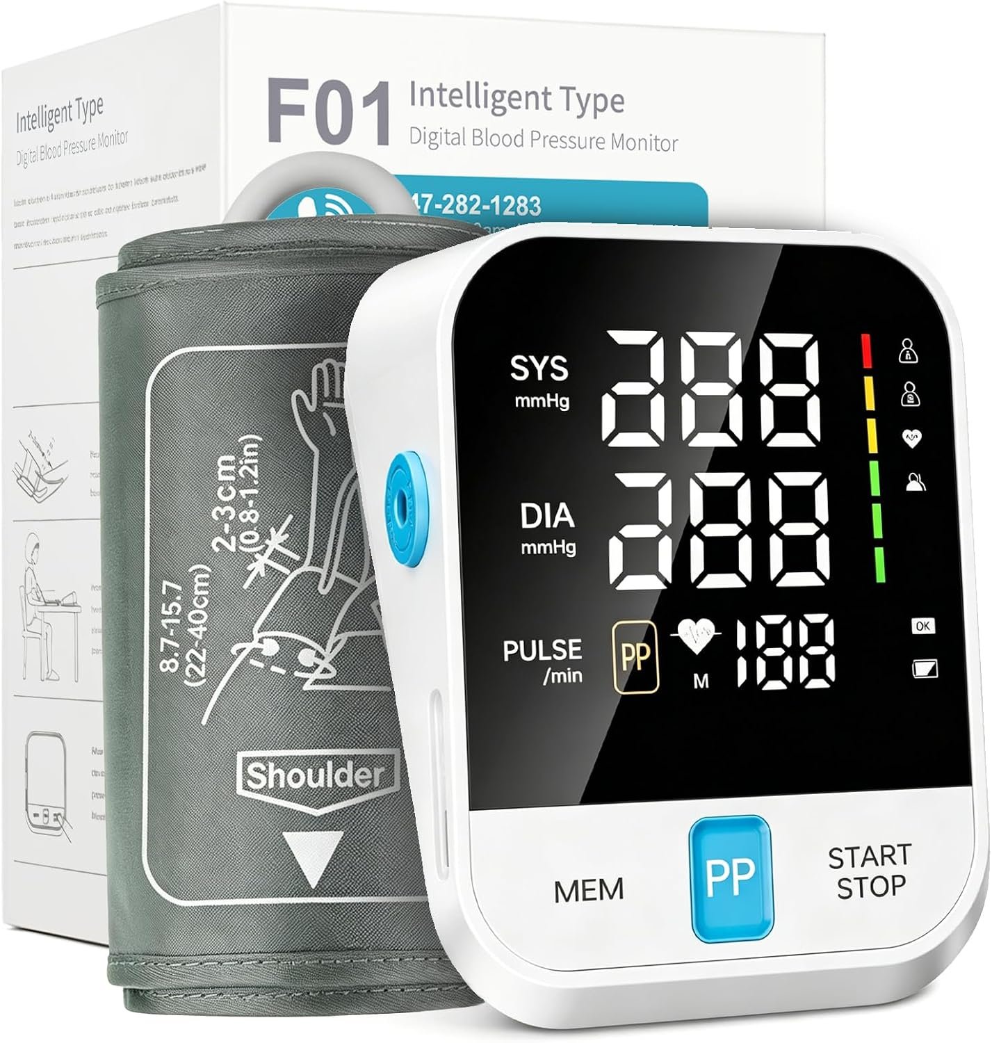 Blood Pressure Monitor Home Use, Automatic Upper Arm Blood Pressure W/Large Cuff, 2 Users Memory&HR Detection,LED Display, FSA&HSA Eligible BP Machine, One-Tap Operation, Type-C Rechargeable
