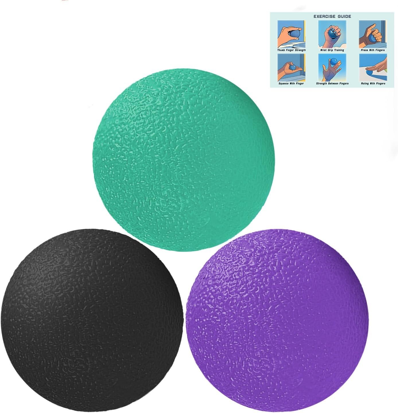 3 Pack Stress Balls for Adults, Squeeze Balls for Hand Therapy