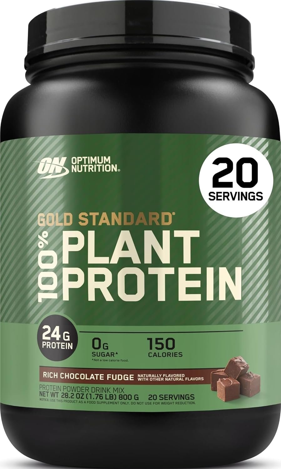 Optimum Nutrition Gold Standard 100% Plant Based Protein Powder, Gluten Free, Vegan Protein for Muscle Support and Recovery with Amino Acids – Rich Chocolate Fudge, 20 Servings (Packaging May Vary)