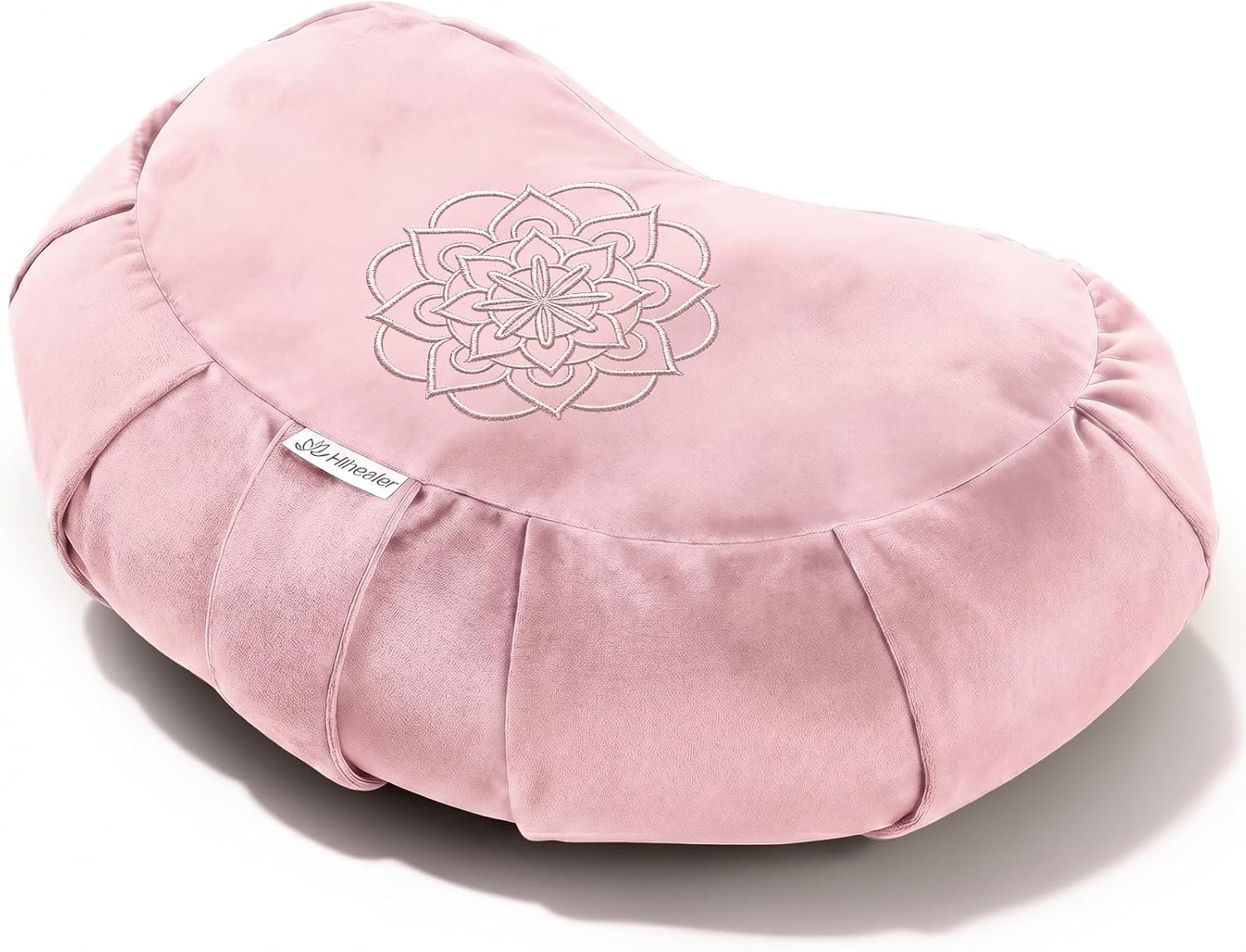 Hihealer Premium Crescent Meditation Cushion, Buckwheat Yoga Bolster Pillow