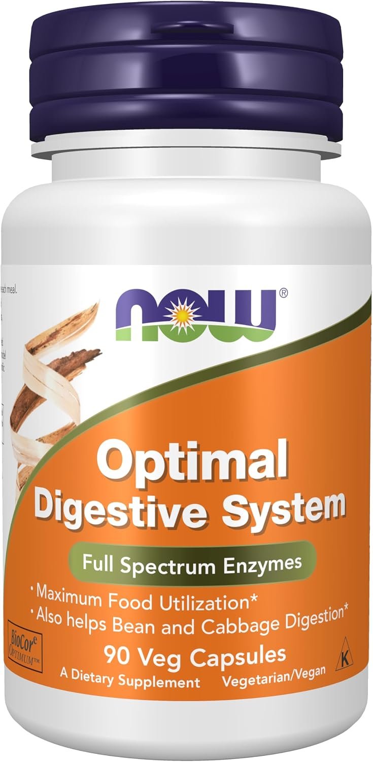 NOW Foods Supplements, Optimal Digestive System, Full Spectrum Enzymes, 90 Veg Capsules