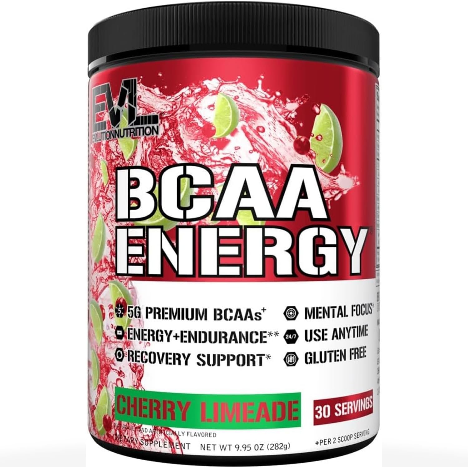 EVL BCAA Energy Amino Acids Powder with Natural Caffeine – Cherry Limeade