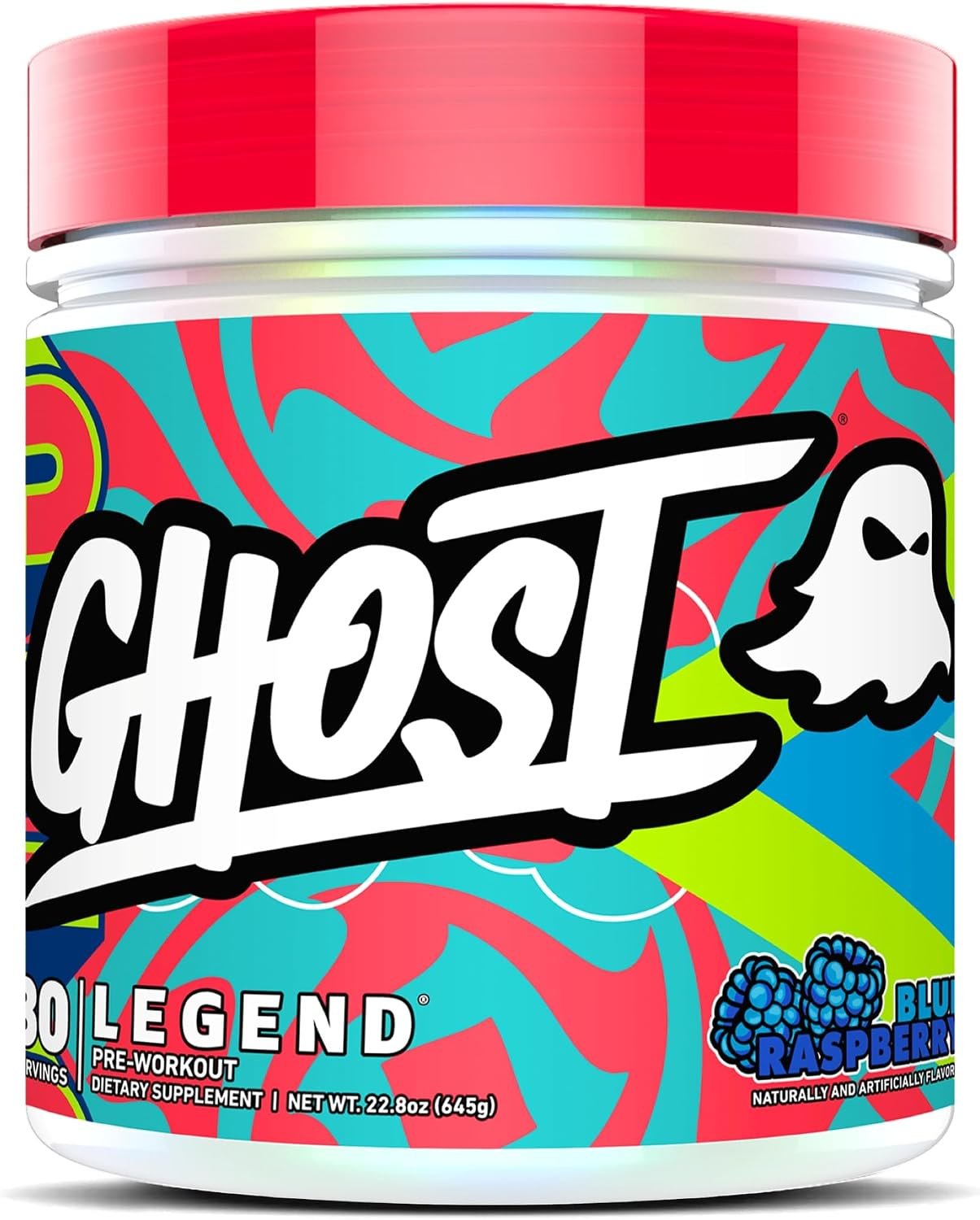 GHOST Legend Pre-Workout Powder, Blue Raspberry, 30 Servings