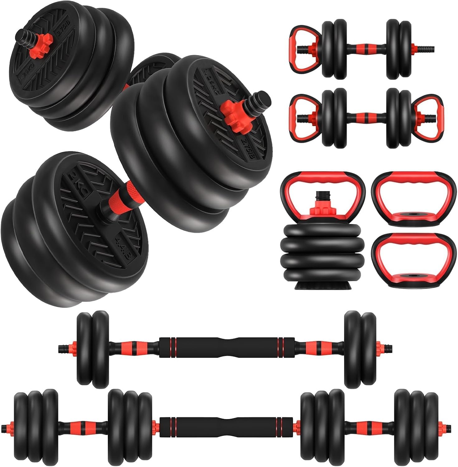 Adjustable Dumbbells,20/30/40/60/80lbs Free Weight Set with Connector, 4 in1 Dumbbells Set Used as Barbell/Kettlebells/Push up Stand, Fitness Workout Equipment for Home Gym for Youth,Women/Men