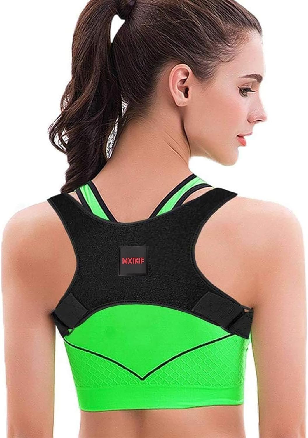 Posture Corrector for Women and Men, Adjustable Back Brace for Spine Alignment and Posture Support, Upper Back Pain Relief, Comfortable and Effective Back Brace for Better Posture Medium Deep Black
