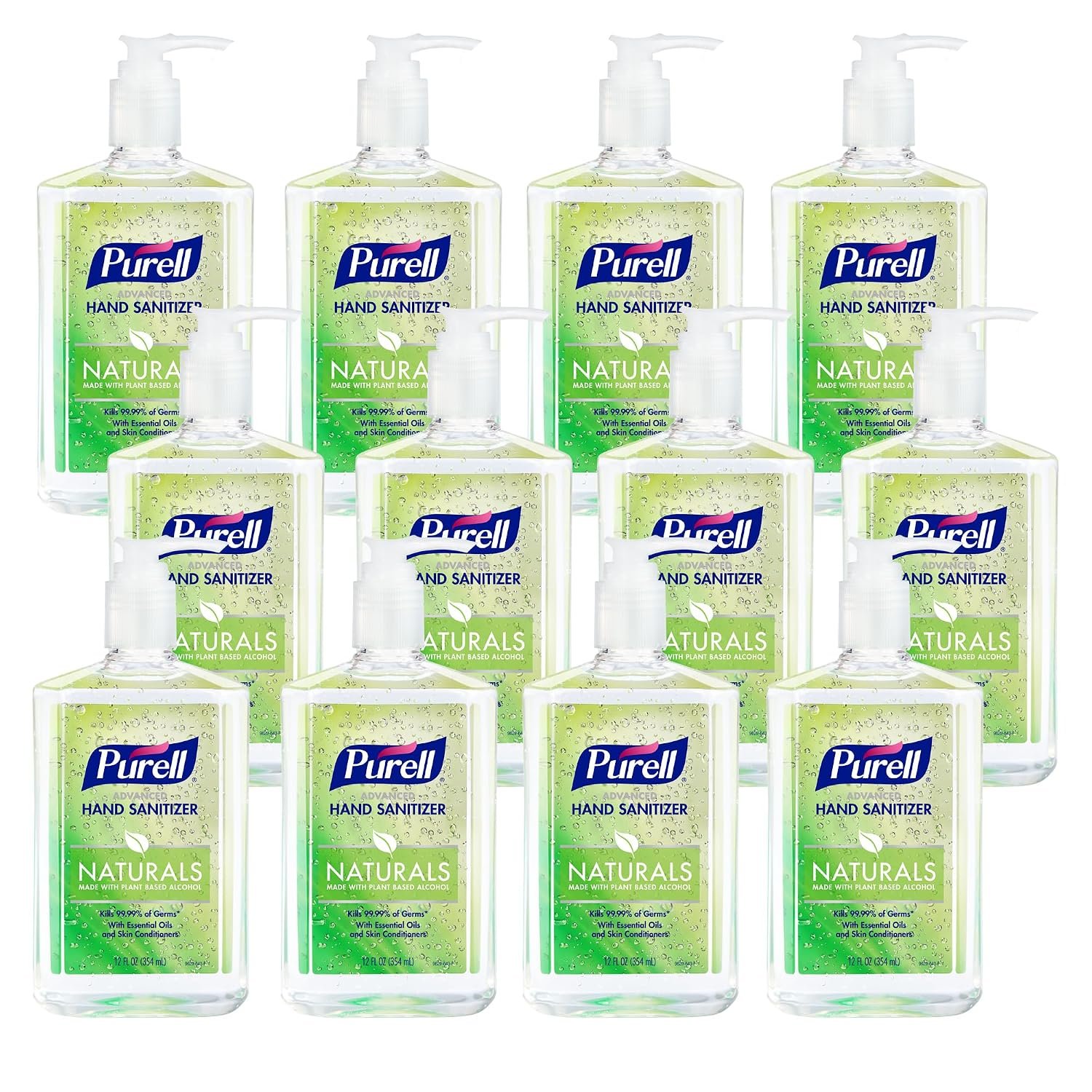Purell Naturals Hand Sanitizer Gel, Pump Bottle, 12ct x 12 fl oz – 9629-12