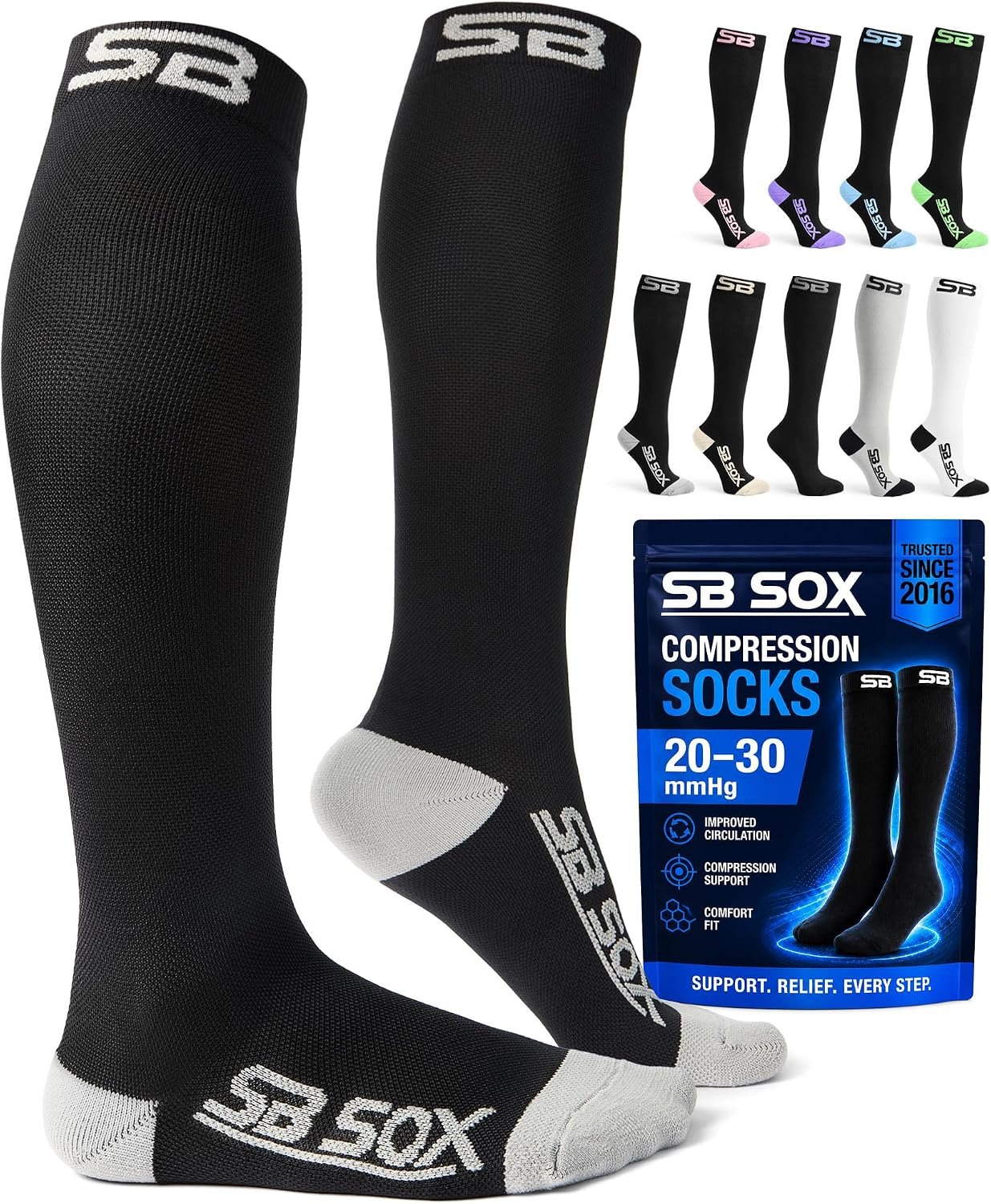 SB SOX Compression Socks for Men & Women (20-30mmHg)