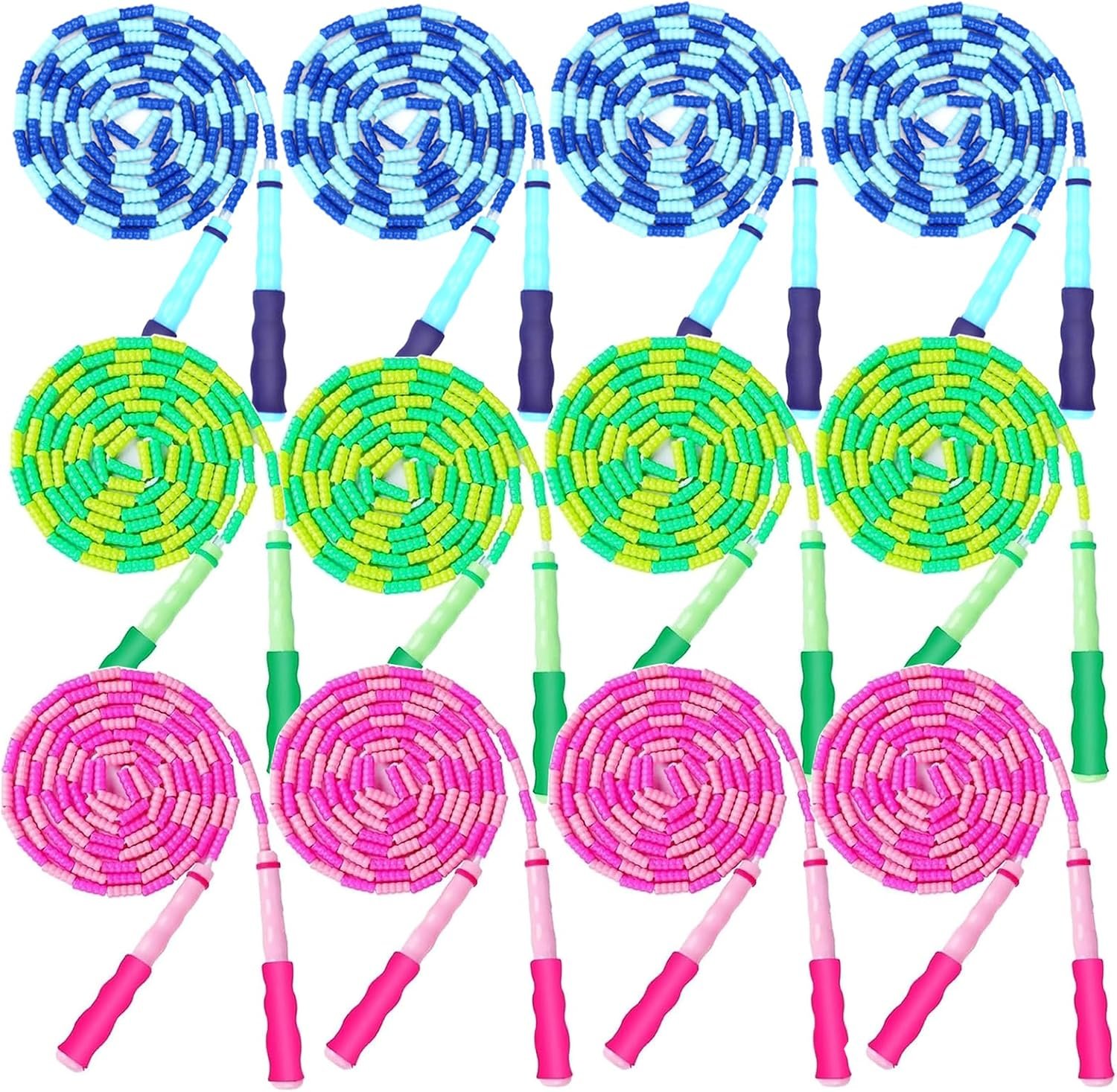 GRAWUN Jump Rope For Kids, Soft Beaded Jump Rope, Adjustable Length Tangle-Free Segmented Soft Beaded Skipping Rope，for Women, Men and Kids Keeping Fit, Workout and Weight Loss