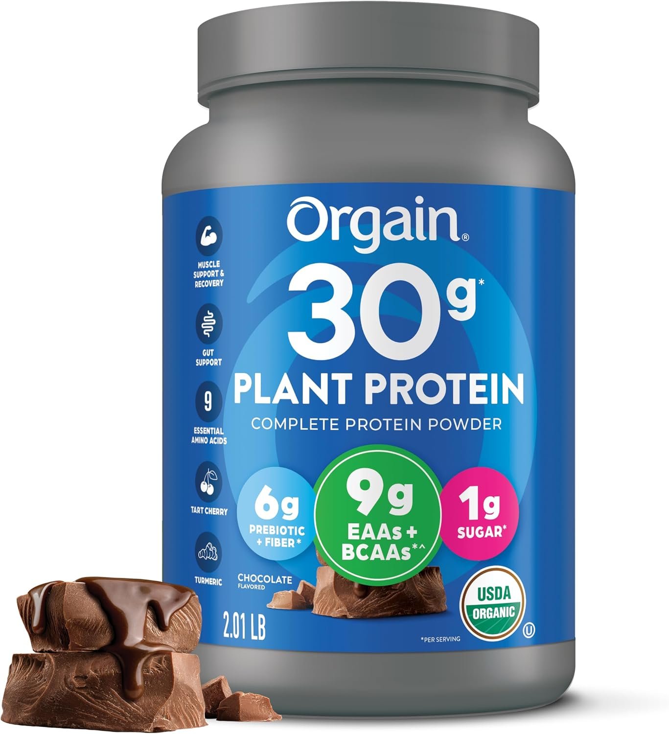 Orgain Organic Vegan 30g High Protein Powder, Chocolate, 2.01 lb