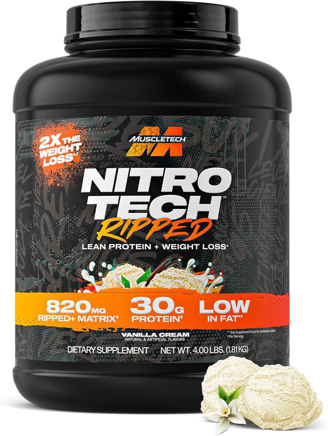 MuscleTech Whey Protein Powder (Vanilla Cream, 4LB) – 30g Protein