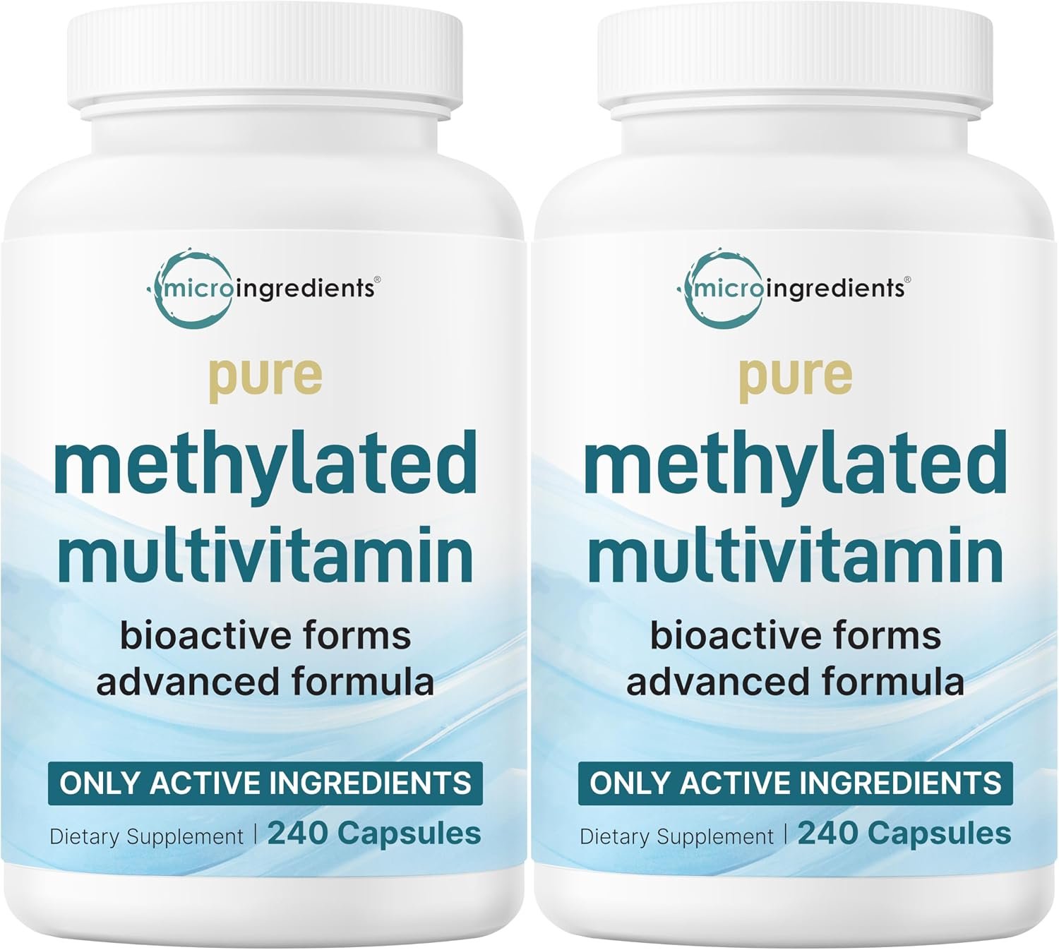 Micro Ingredients 2 Pack Pure Methylated Multivitamin, 480 Capsules | 19-in-1 Formula with Vitamins C, D, B12, Folate, Magnesium, Zinc, & More | Supports Daily Wellness & Immune Health | Filler Free